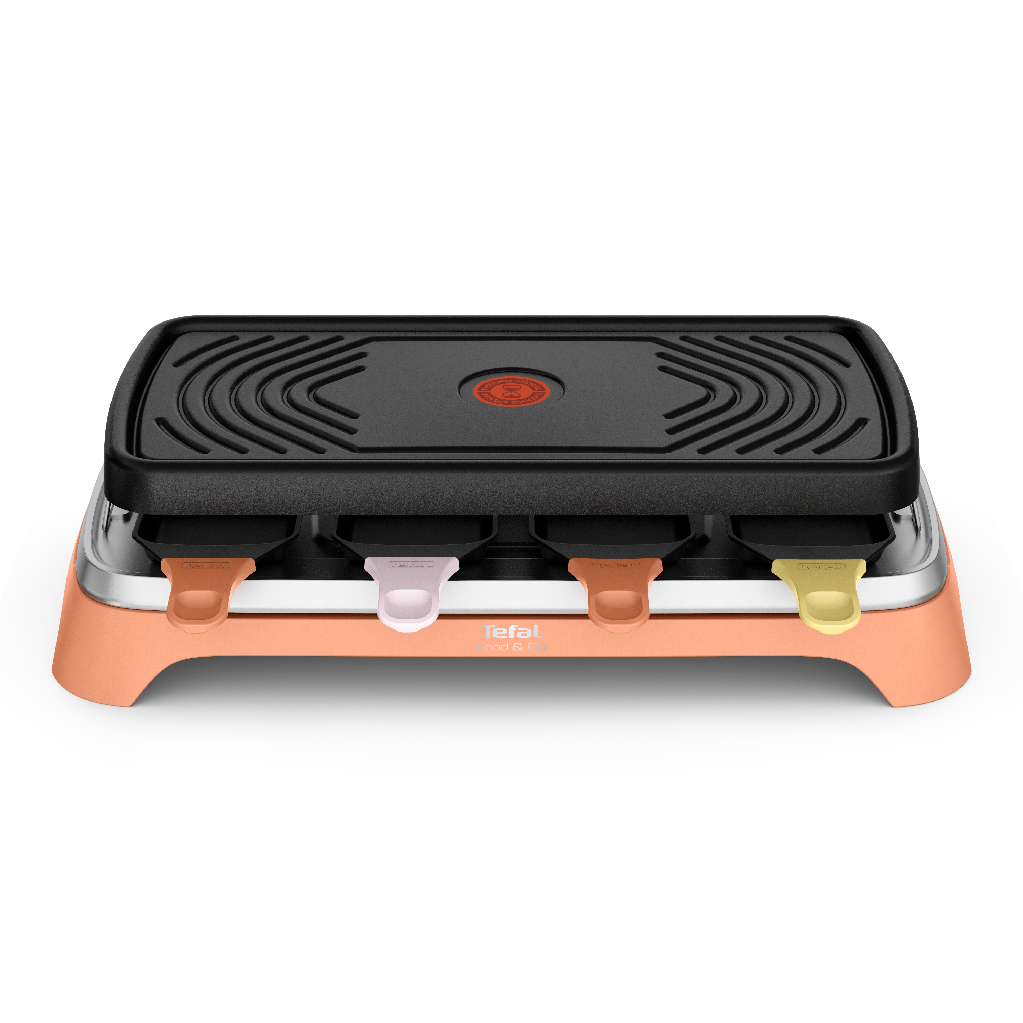 Food & Co, Raclette multifonctions, Antiadhésif, 8 personnes, Poêlons classiques et XL