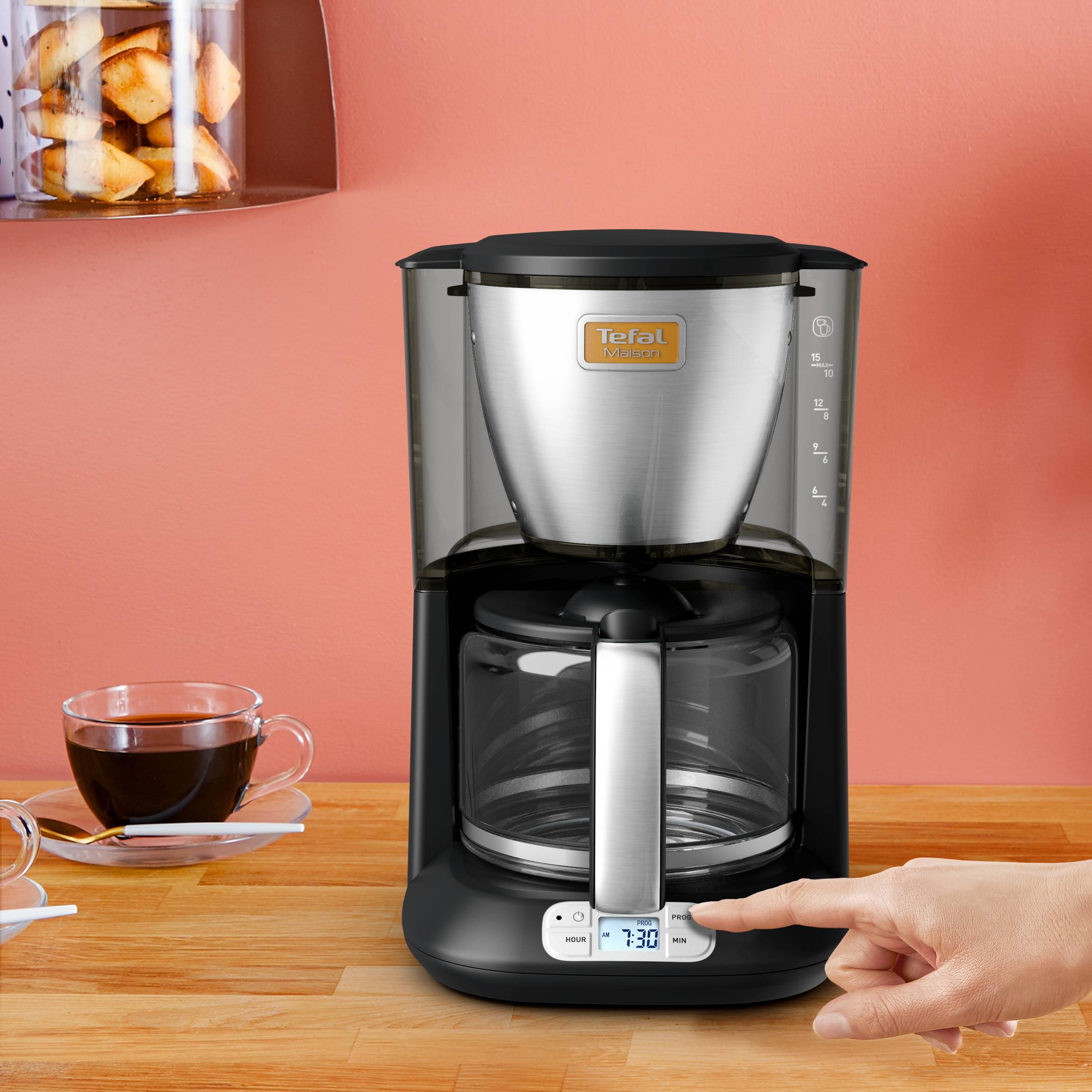 Tefal maison programmable noir inox 10/15 tasses