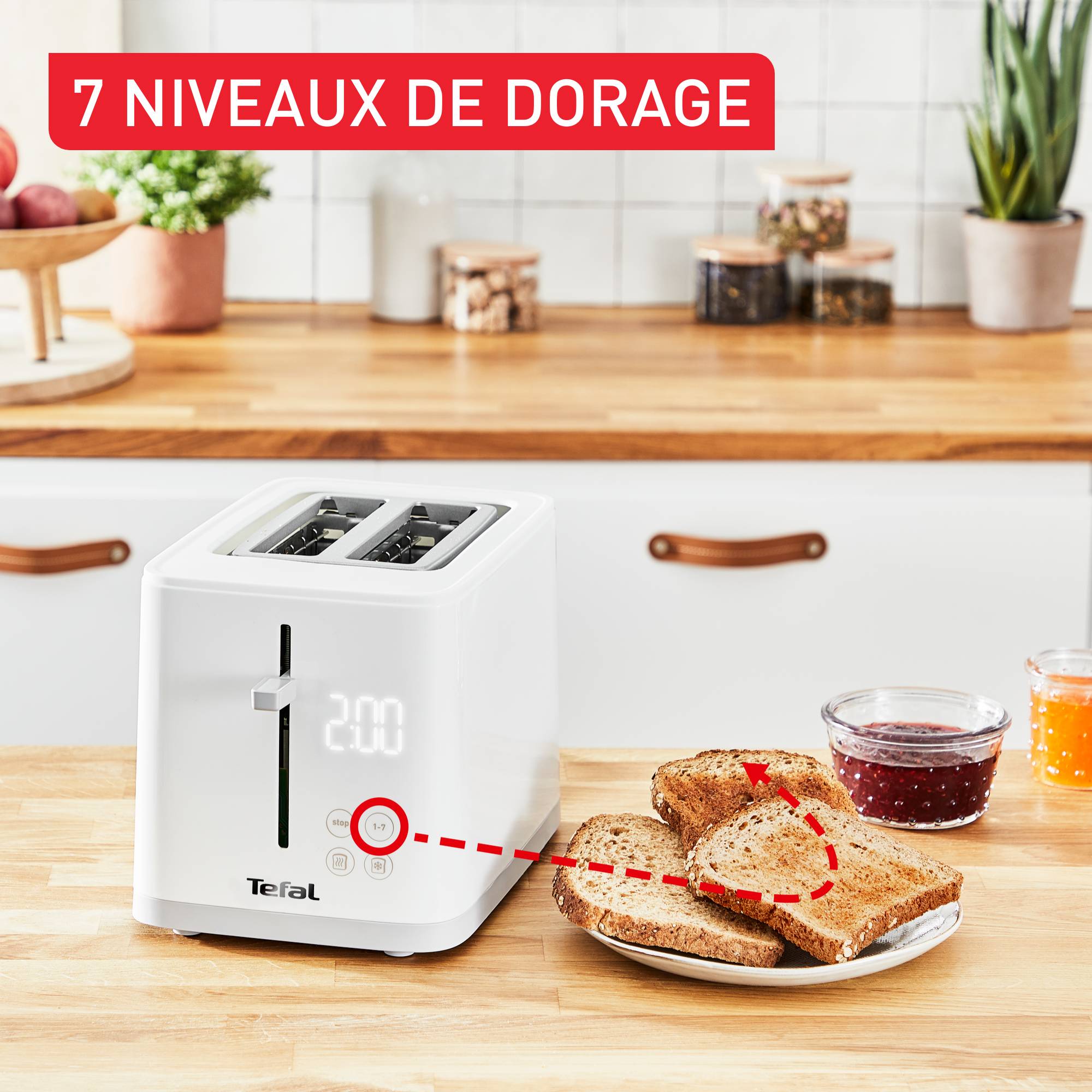 Sense, Grille-pain électrique, Fentes à largeur variable, 7 niveaux de dorage