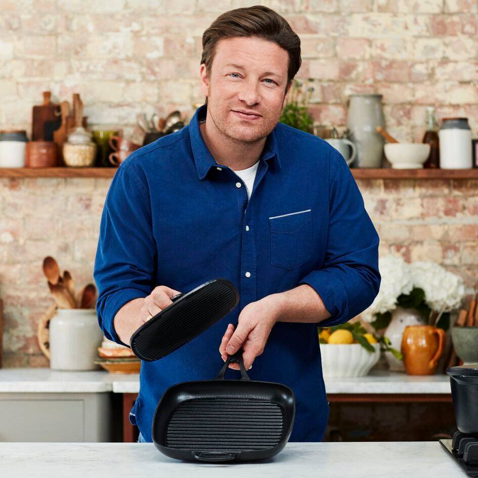 Jamie Oliver premium fonte d'acier poêle grill 25 x 25cm