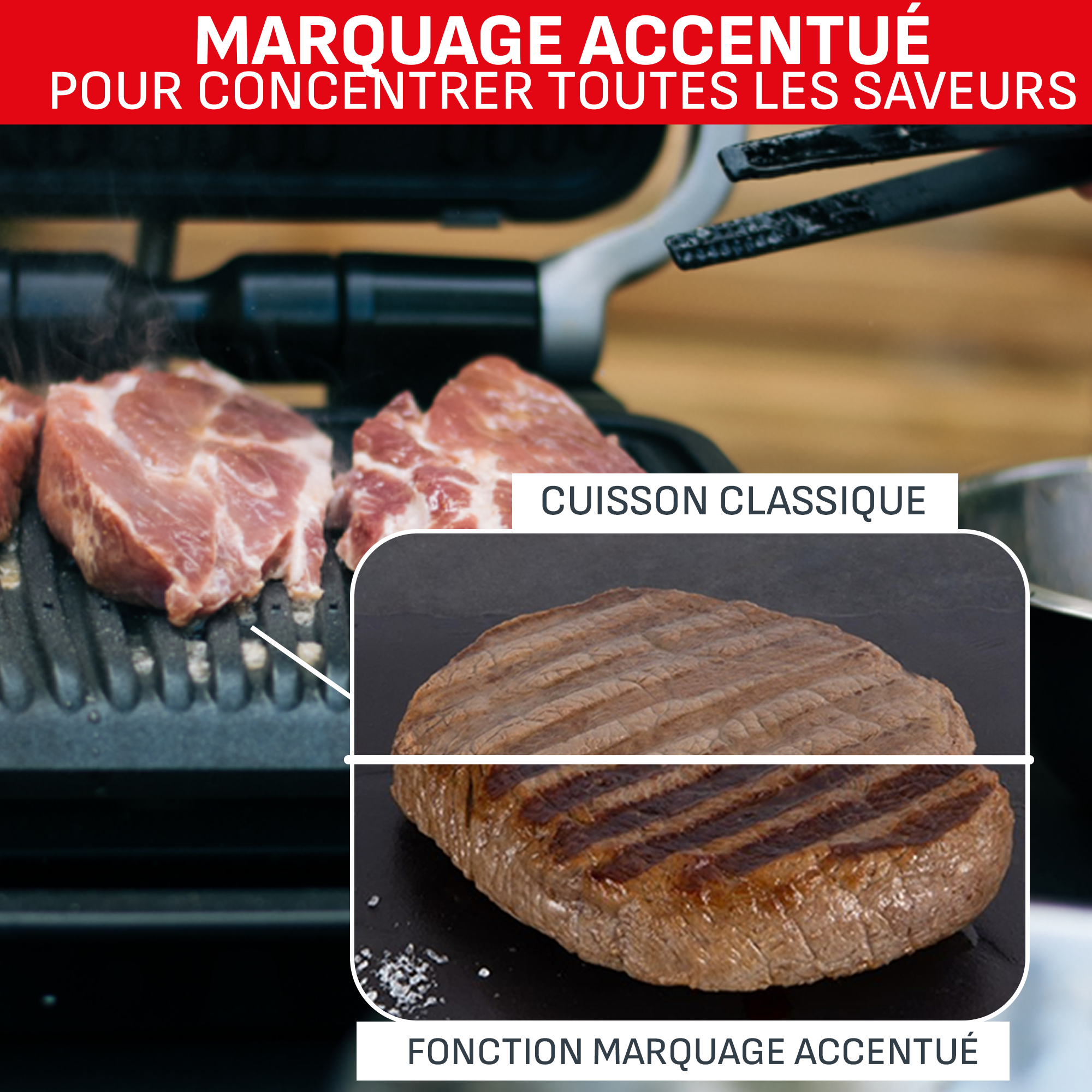 Optigrill Elite XL, grill intelligent, 16 programmes, mode manuel, fonction marquage, XL 8 personnes