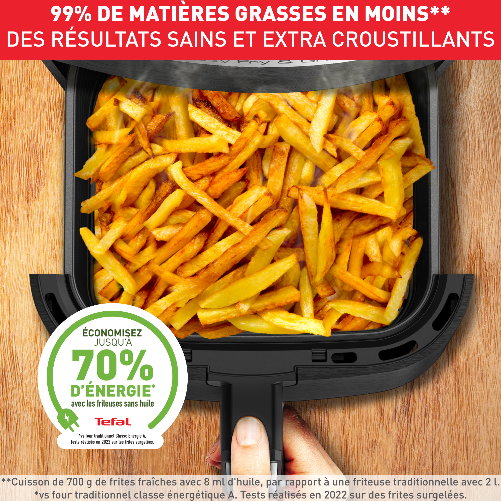 Easy Fry & Grill 2-en-1, Air fryer mono tiroir, 4.6L, Jusqu'à 6 personnes