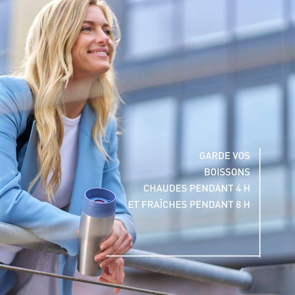 Eco, Bouteille isotherme 0,36L, Mug de voyage, Boissons froides 8h et chaudes 4h