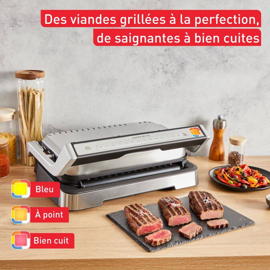 Optigrill 4 en 1 XL, grill intelligent, fonctions bbq, four et repas complet, 12 programmes, mode manuel, ouverture 180°, XL 8 personnes