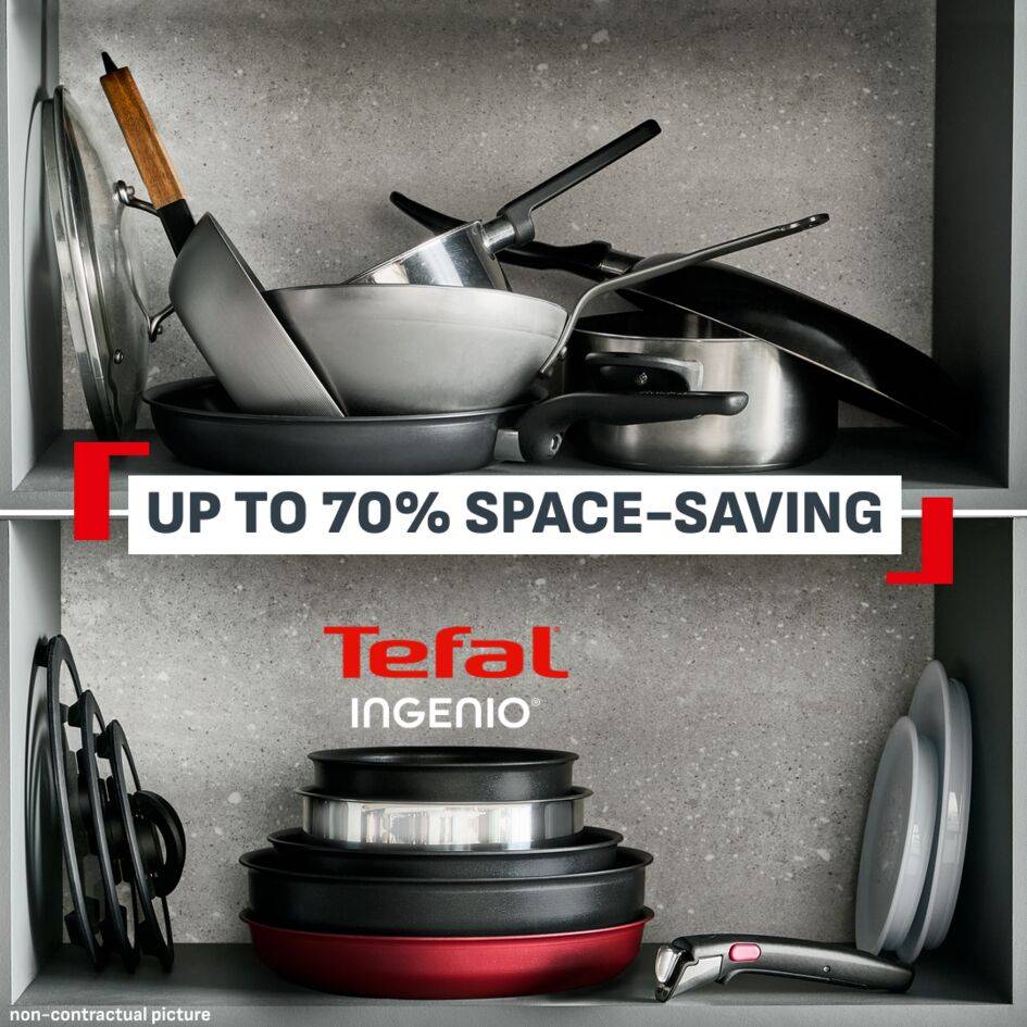 Ingenio Excellence+, Casseroles 16/18/20&nbsp;cm, Empilable, Revêtement antiadhésif, Induction