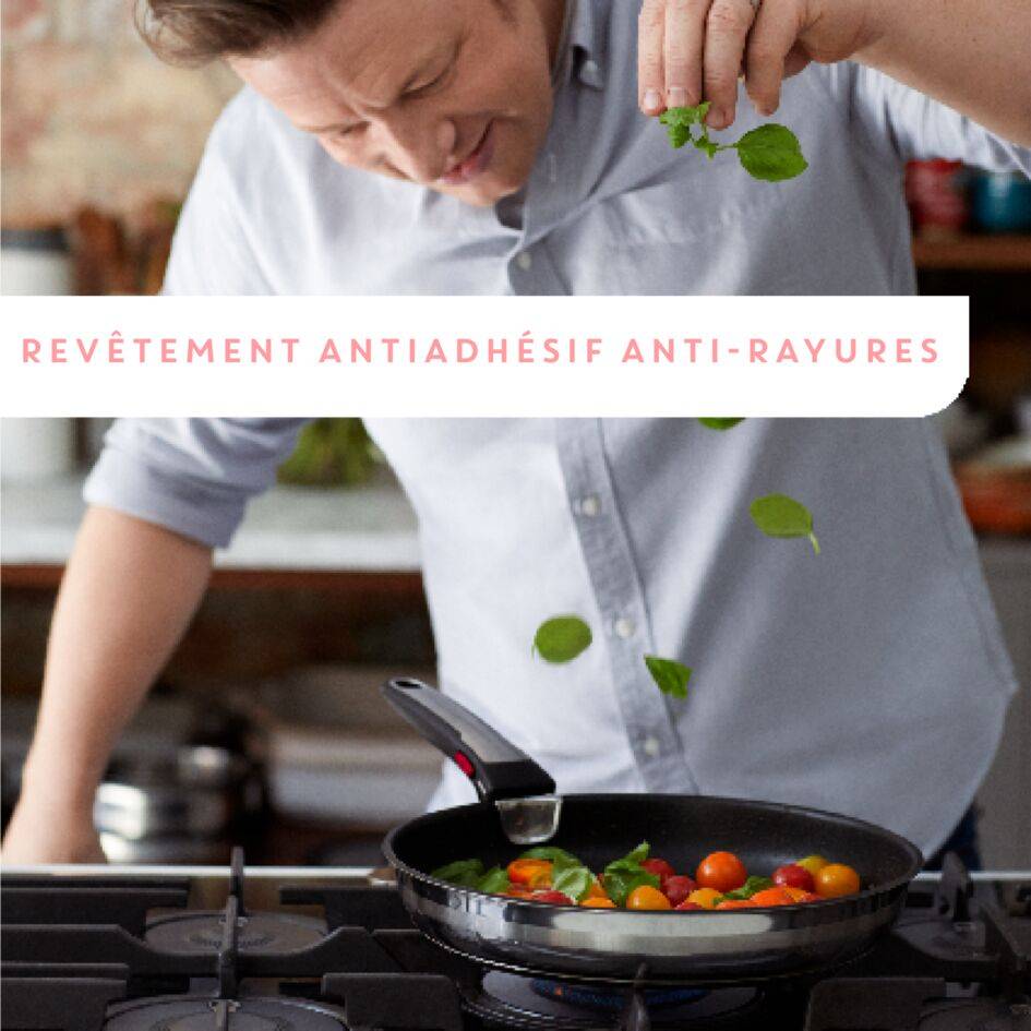 Ingenio Jamie Oliver, Poêles + poignée amovible, Inox antiadhésif, Induction, 24/28cm