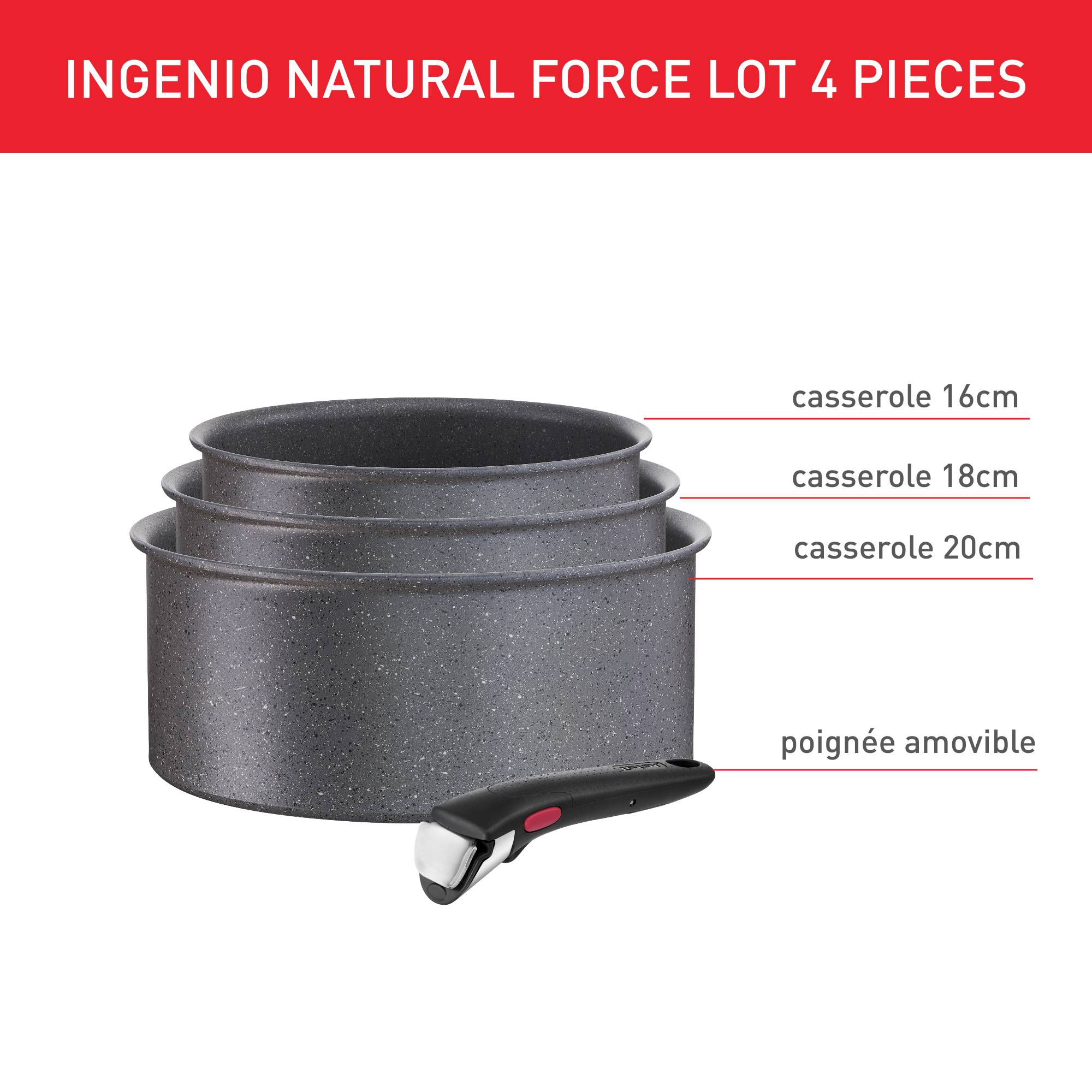 Ingenio Natural Force, Antiadhésif, Casseroles 16/18/20 cm + poignée, Induction