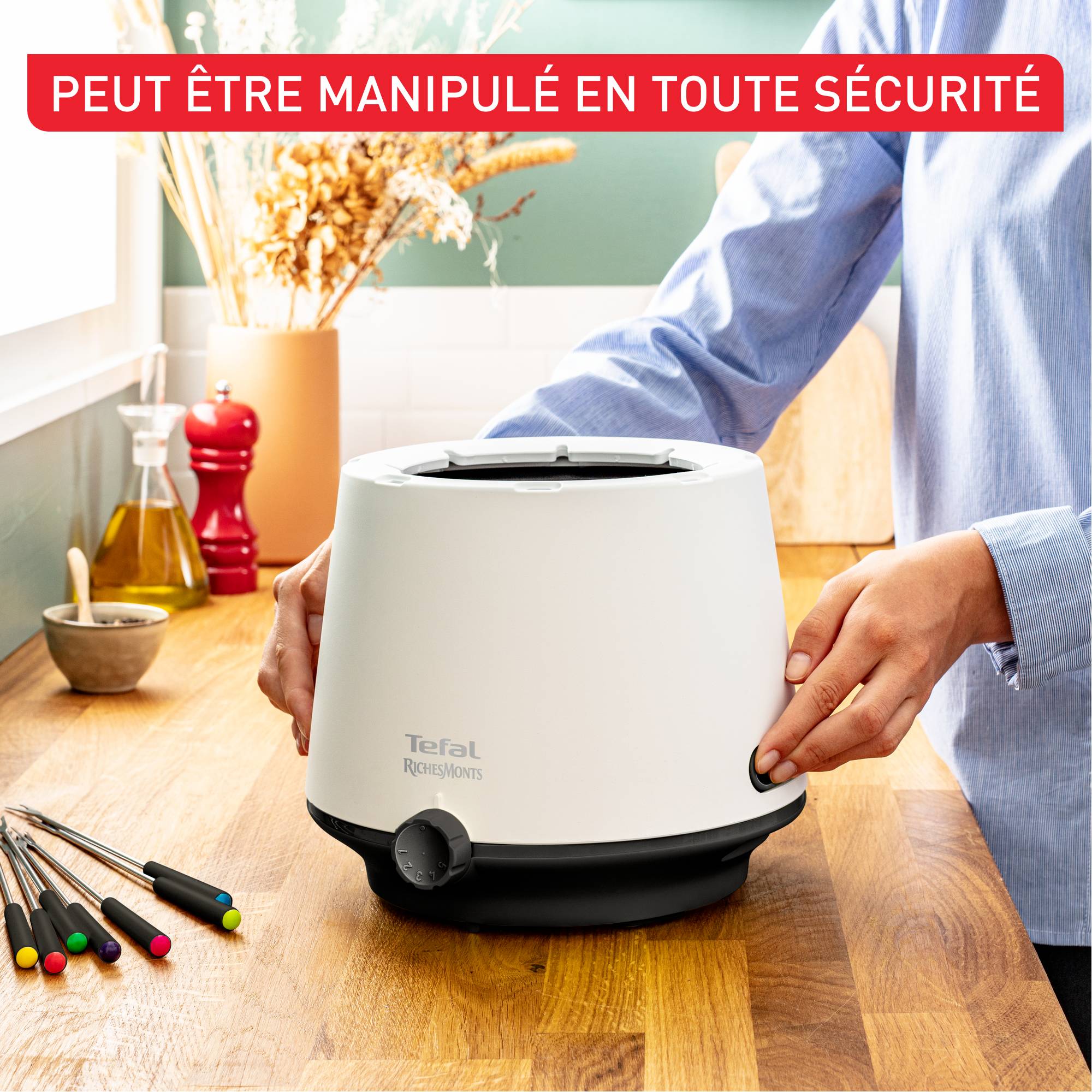 RichesMonts, Appareil à fondue, Antiadhésif, 8 personnes, Paroi isolante