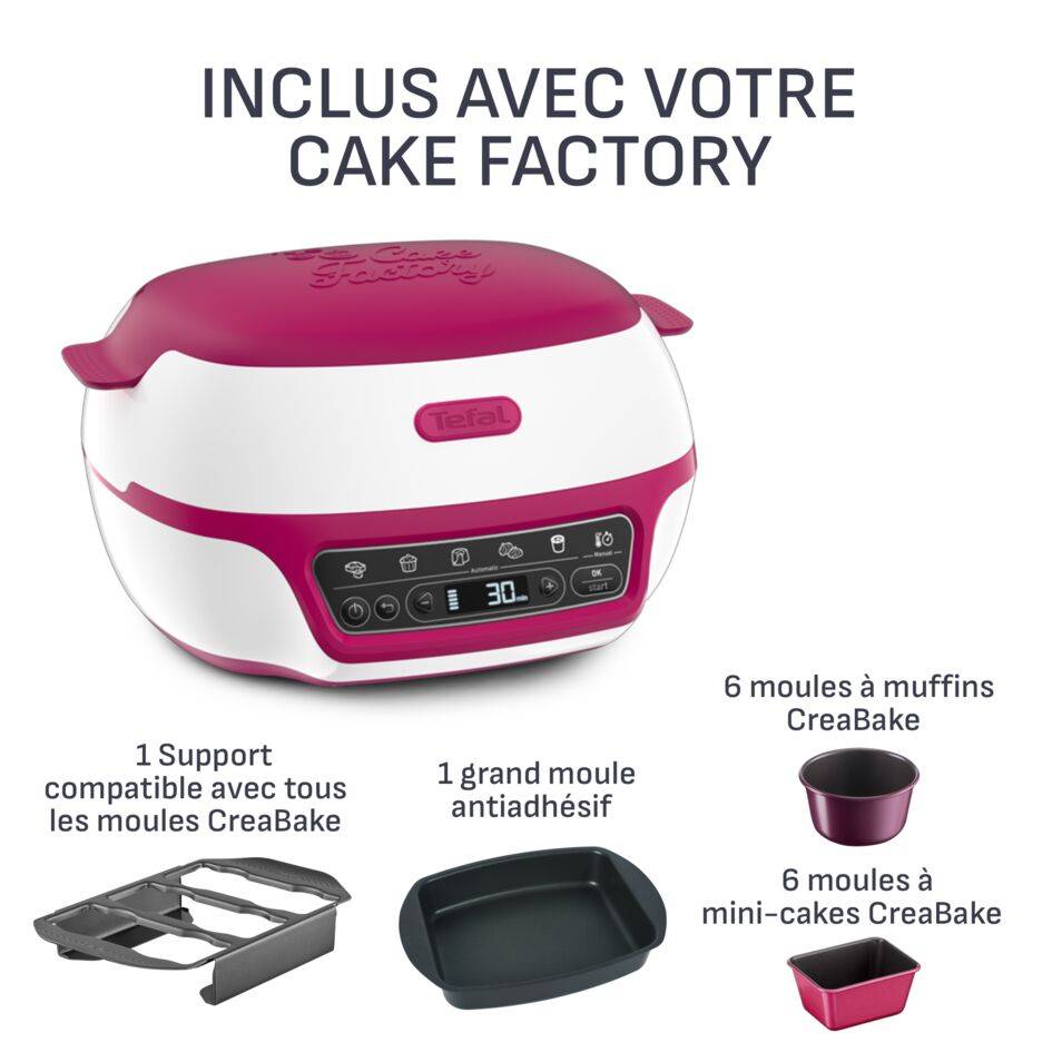 Cake Factory Délices, Machine à gâteaux, 5 programmes, mode manuel, moules muffins, cakes
