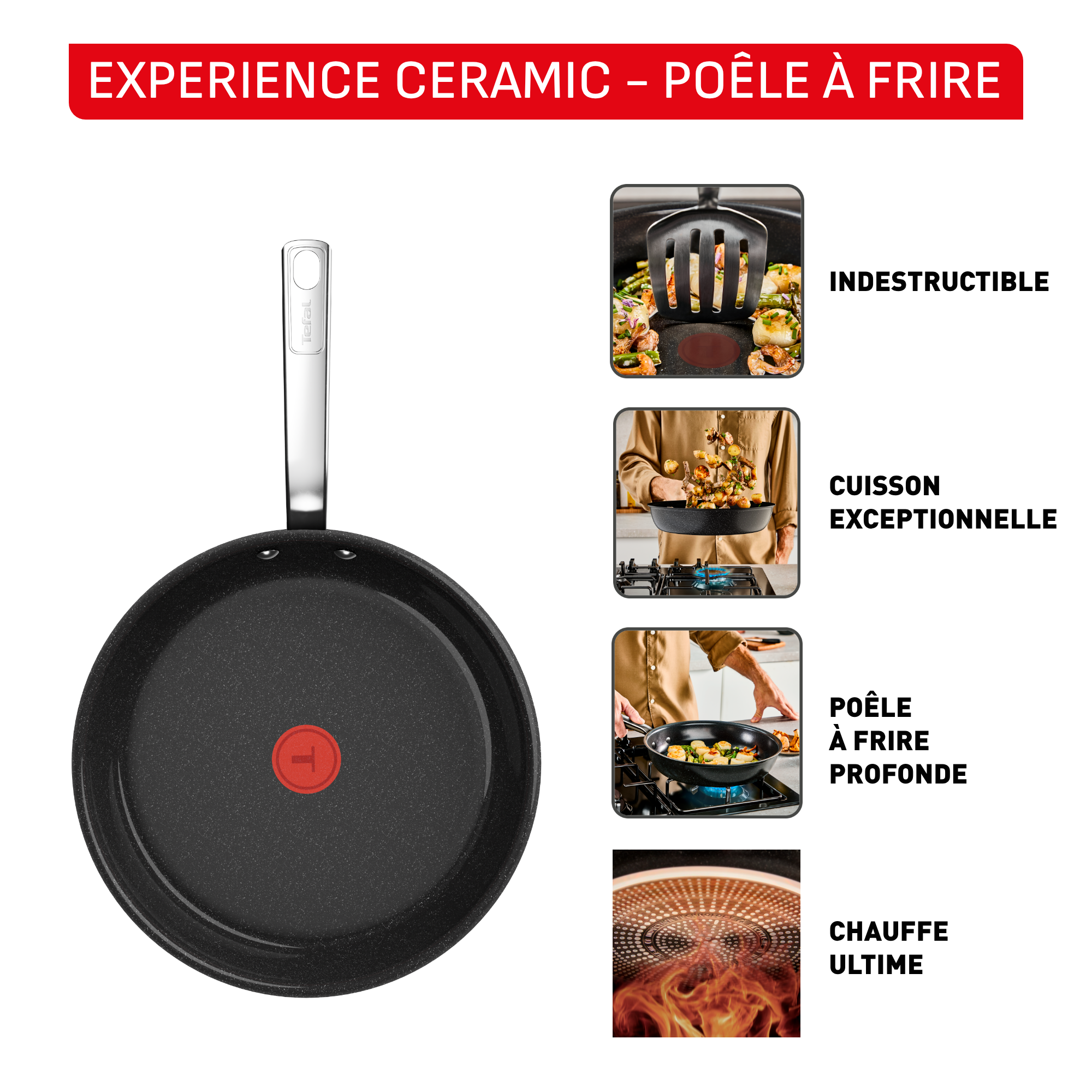 Experience Ceramic, Sauteuse 24&nbsp;cm + Couvercle, Design empilable, Céramique antiadhésive