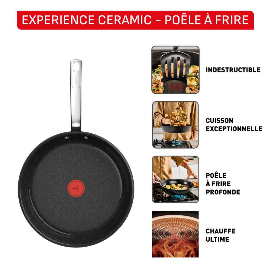 EXPERIENCE CERAMIC,Revêtement céramique antiadhésif, Poêle à crêpes 25 cm,Induction