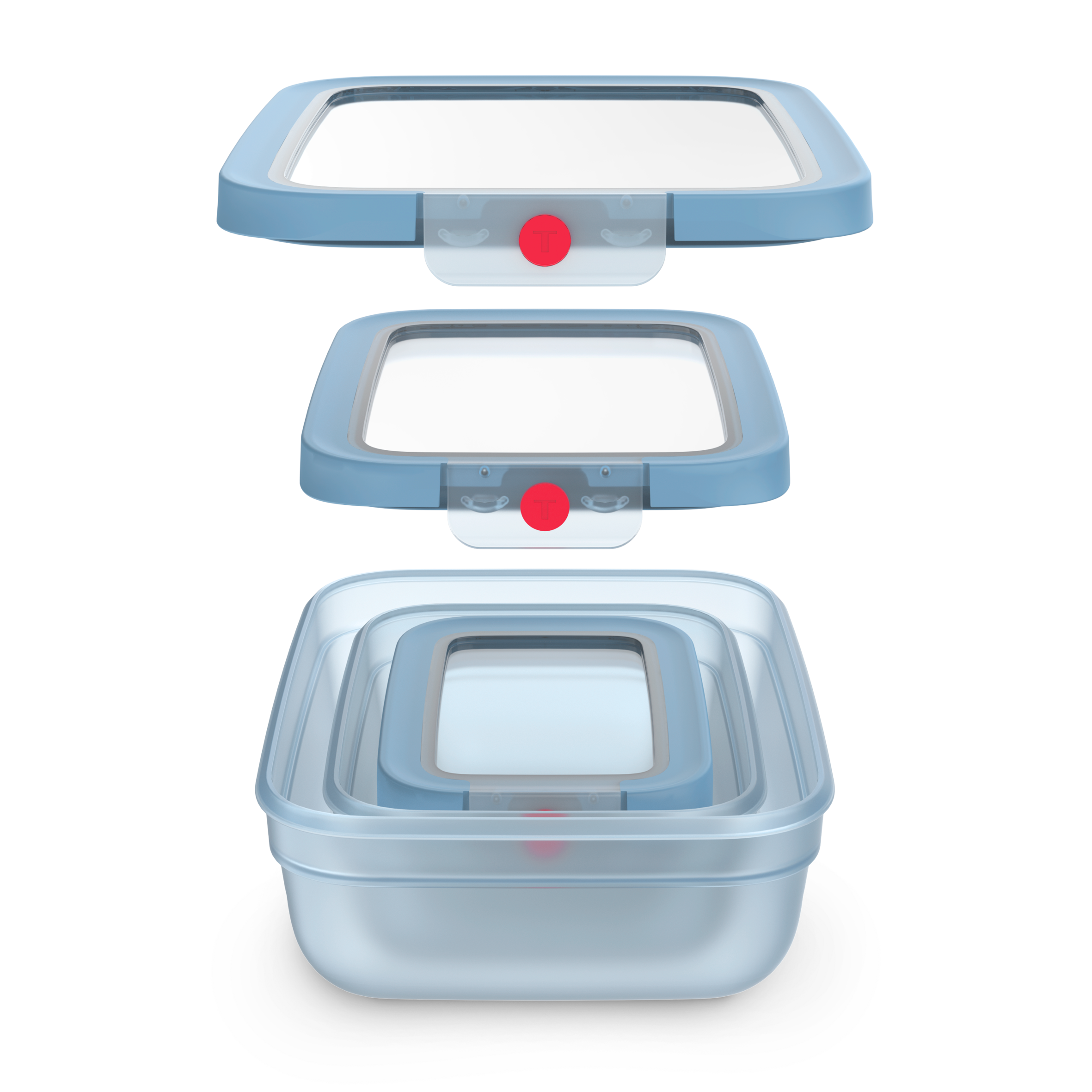 ONECLICK, Set 3 boîtes, 0,5/1,2/2,3L, Bleu