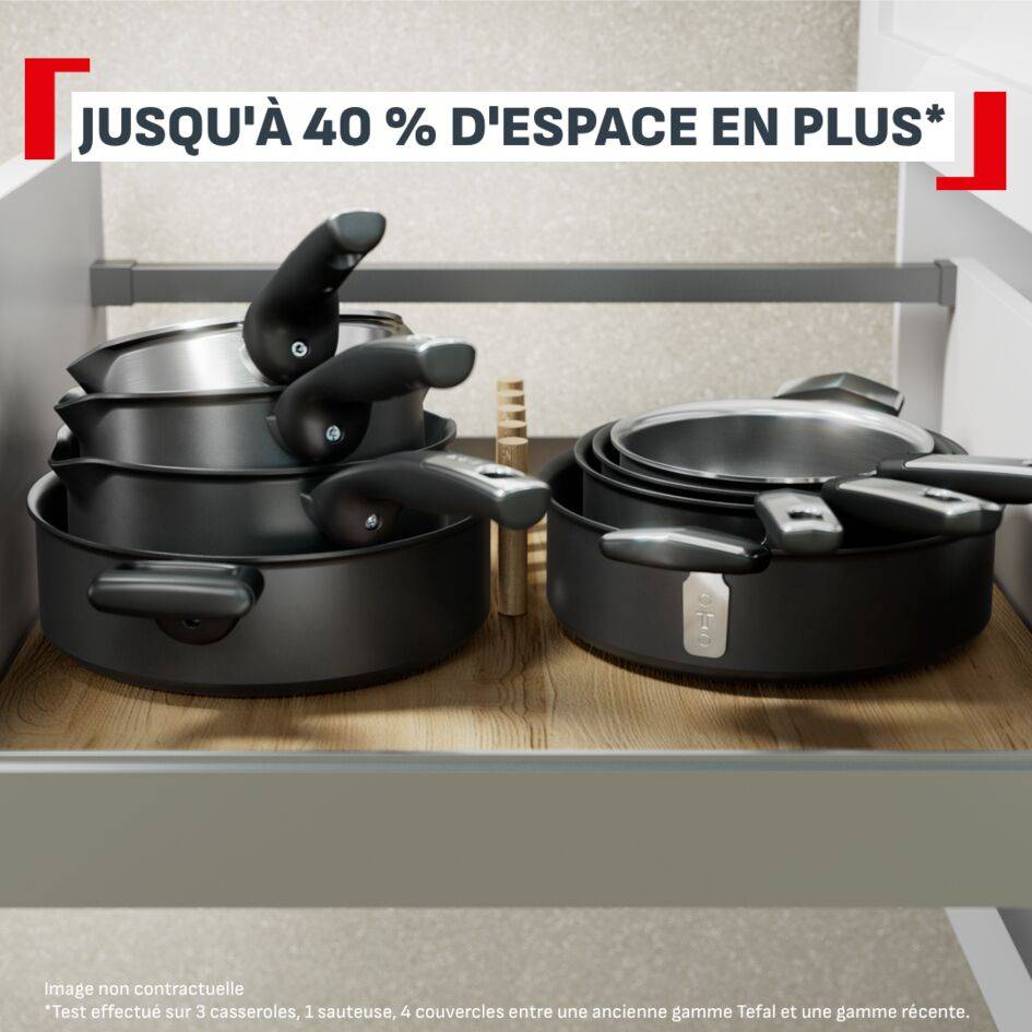 Excellence+, Casserole 20 cm, Design empilable, Revêtement antiadhésif, Induction