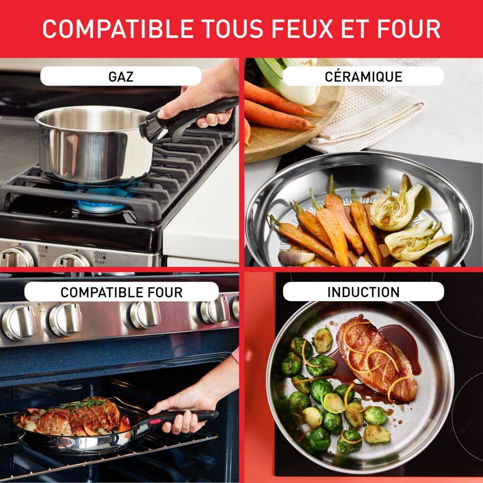 Ingenio Emotion On, Inox + antiadhésif, Batterie de cuisine 22 pièces, Induction