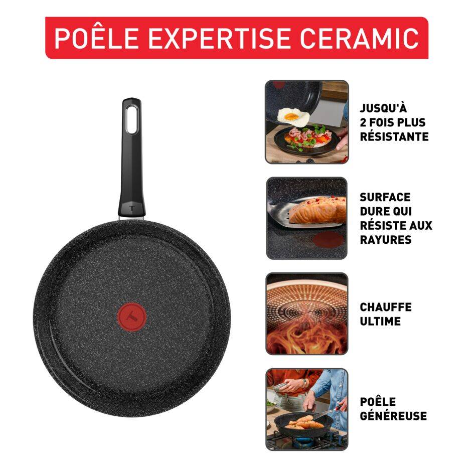 Expertise Ceramic, Poêle 24&nbsp;cm, Revêtement céramique antiadhésif haute performance