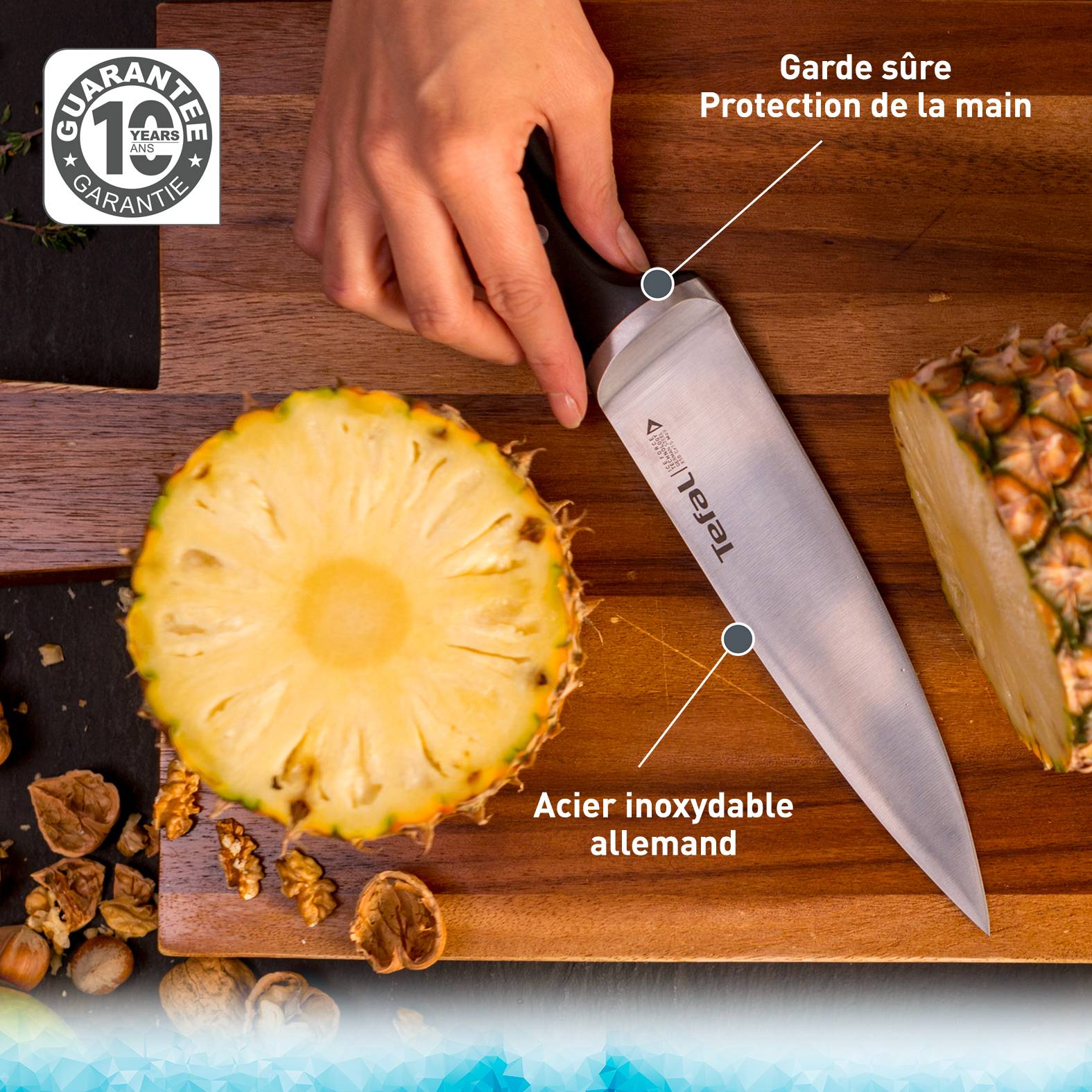 Set Ice Force 3 pièces : Couteaux à trancher 20cm + Santoku 18cm + Utilitaire 11cm