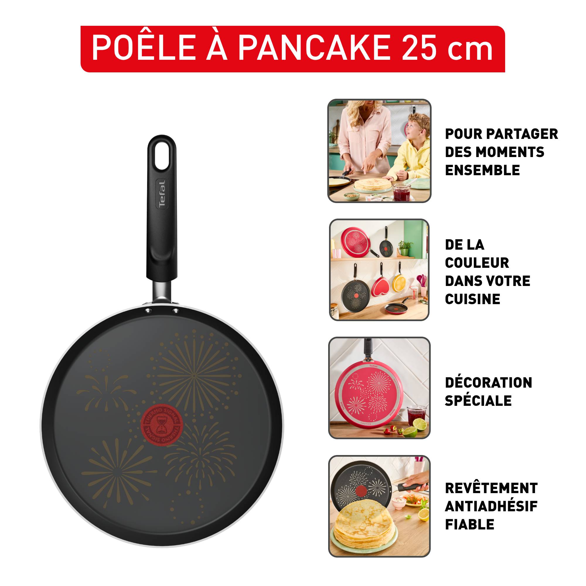 Chandeleur 2026, Poêle à crêpes 25 cm, Décoration spéciale, Revêtement antiadhésif