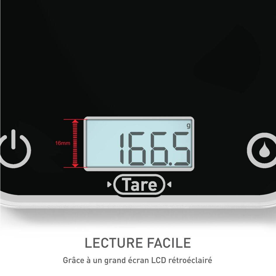 Optiss, Balance de cuisine électronique, jusqu'à 5 Kg, Noire