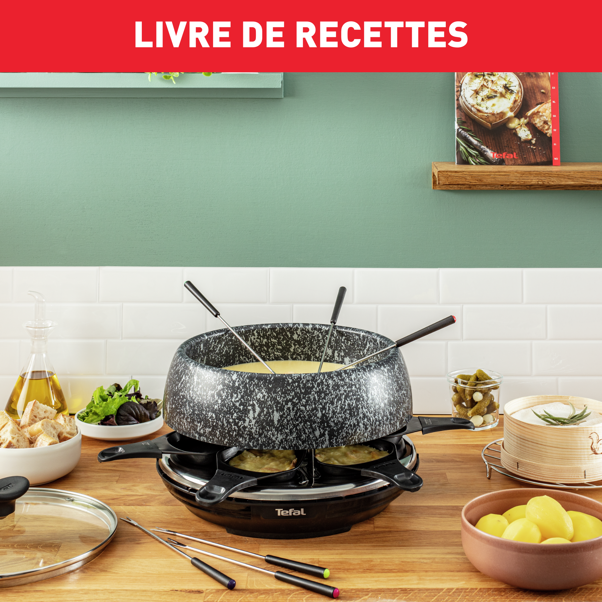 Cheese’n’co, Appareil multifonctions, Raclette, Fondue, Tartiflette, 6 personnes, Livre recettes inclus
