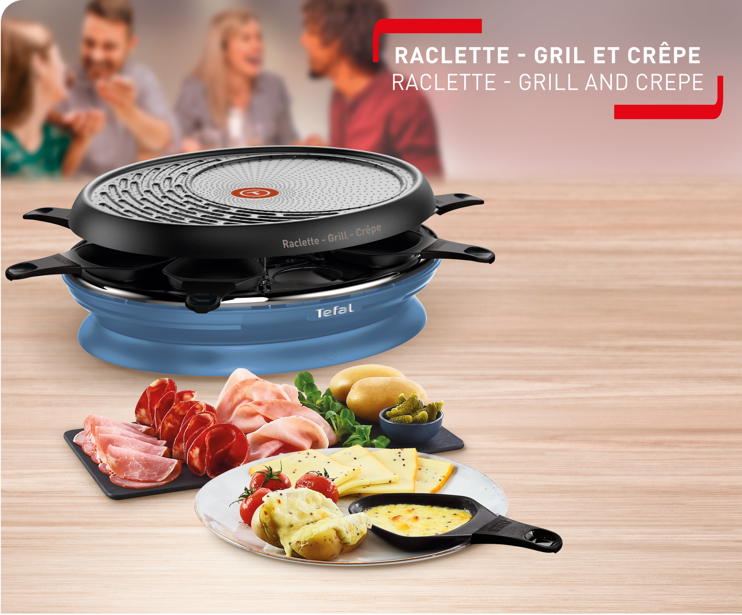 STORE'INN 8 coupelles Plaque gril et crêpe bleu acier