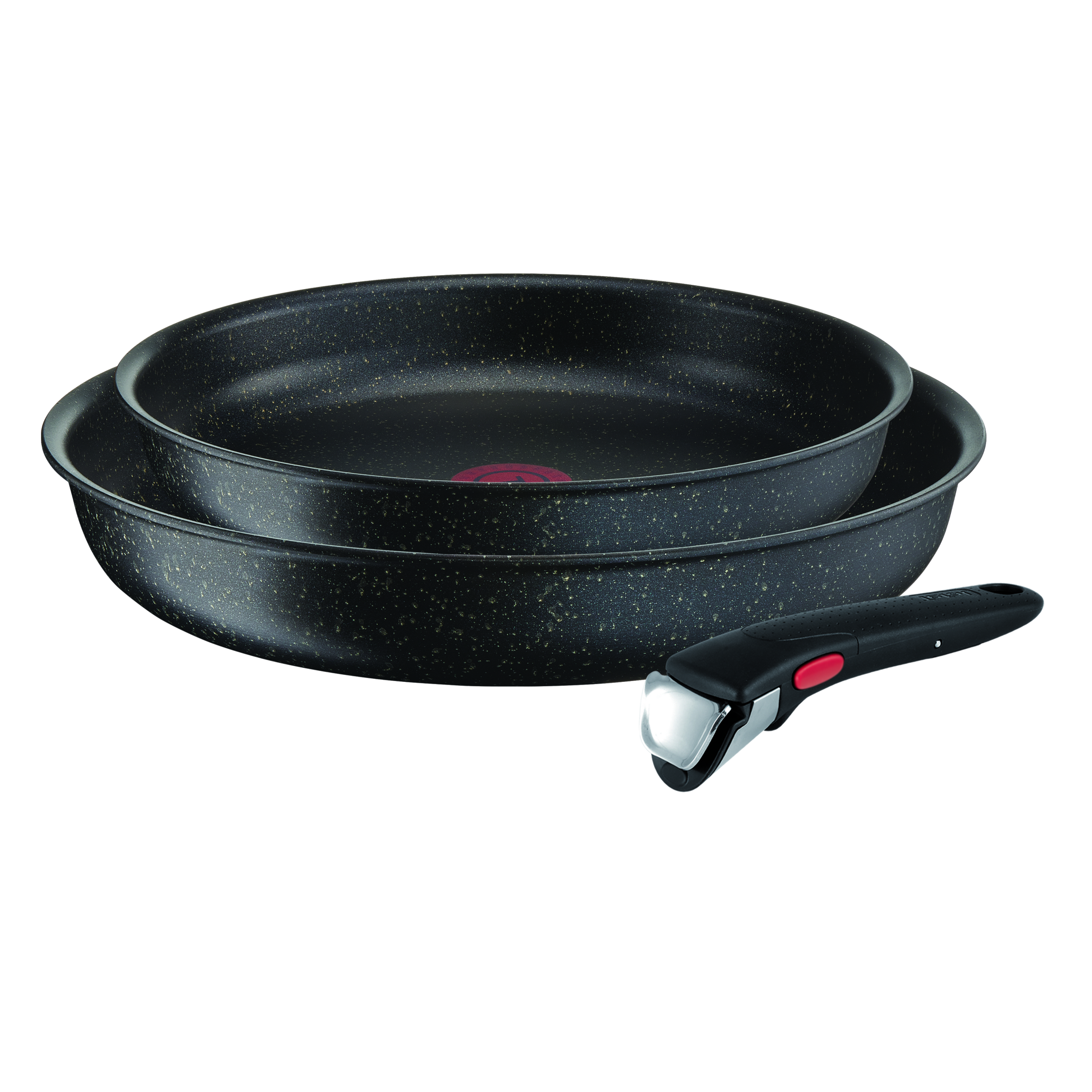 Ingenio authentic noir mouchete lot de 2 poêles 24/28cm + 1 poignée amovible