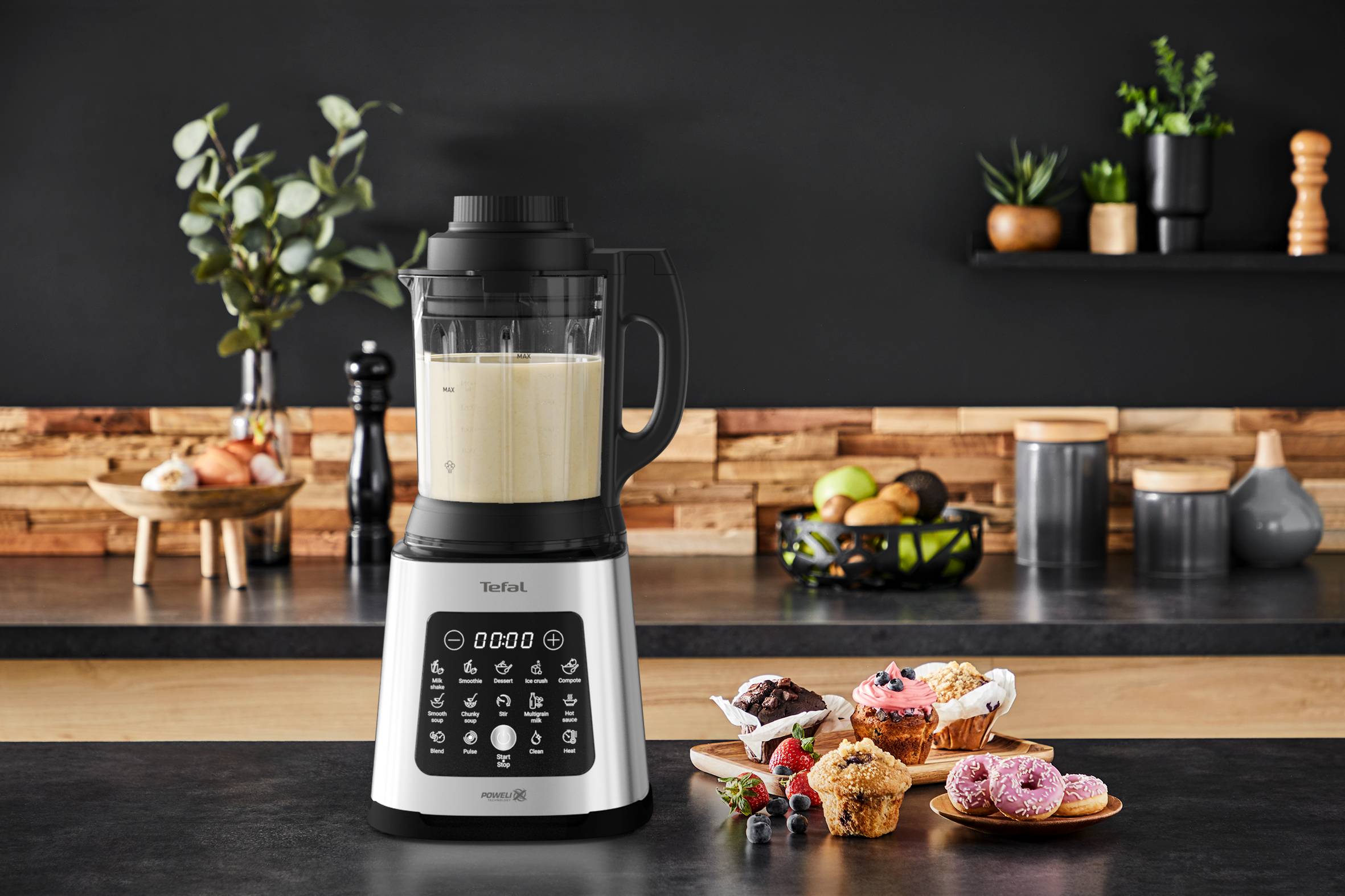 Perfectmix Cook, Blender chauffant + panier vapeur, Bol verre 2L, 10 programmes auto, 1400W