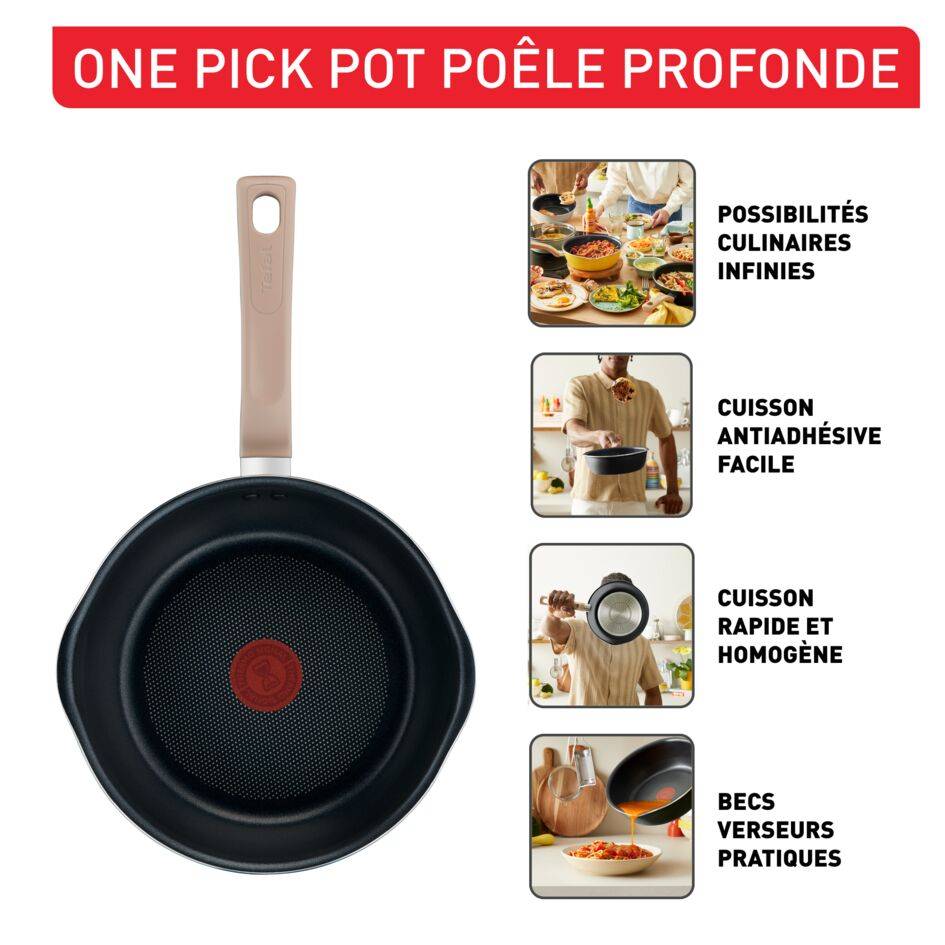 One Pick Pot, Poêle 22 cm, Polyvalence, Revêtement antiadhésif résistant