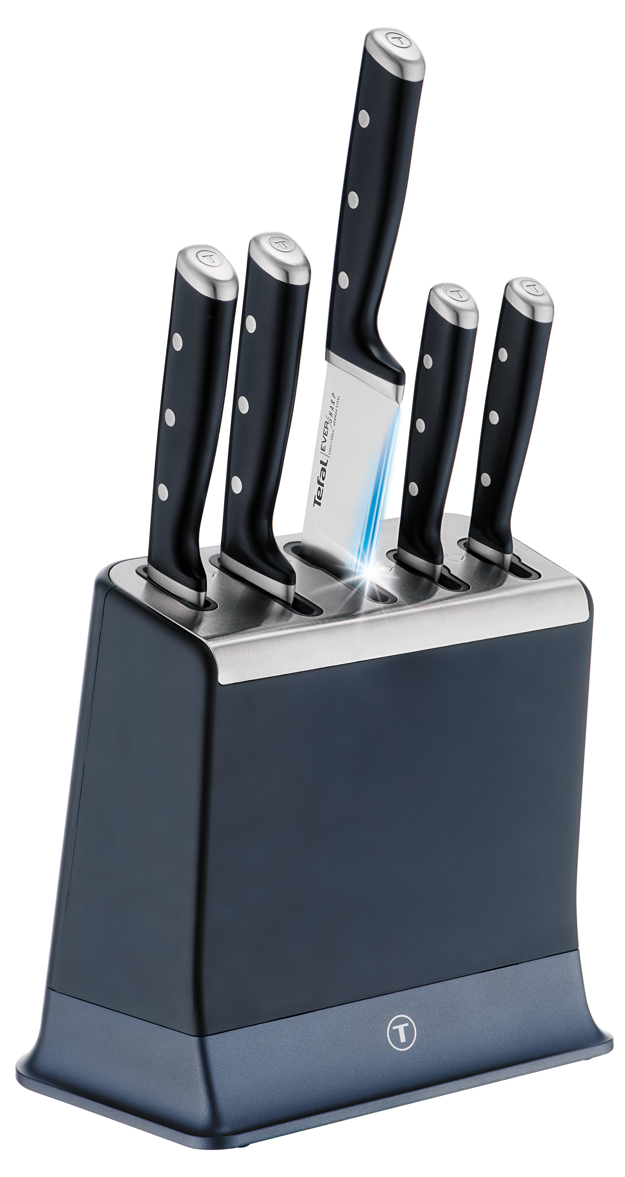 EverSharp, Set de couteaux 5 pièces et bloc de couteaux avec système d'aiguisage intégré