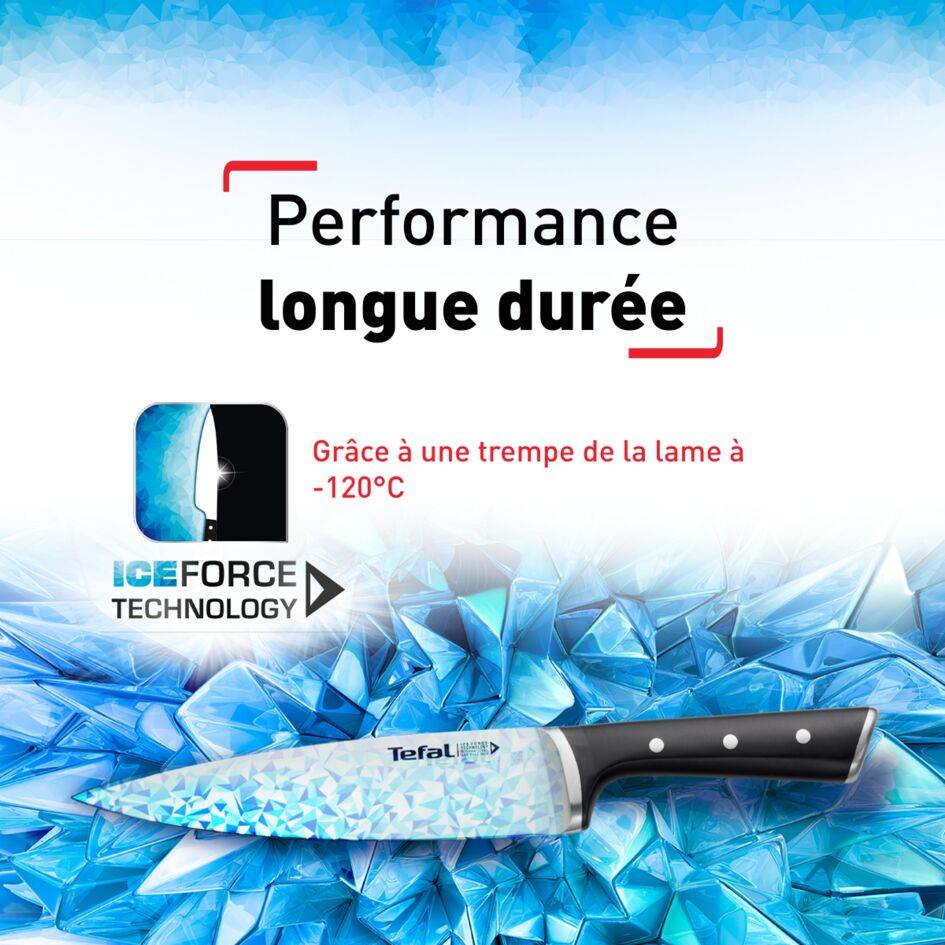 Ice Force set 7 pièces : Bloc couteaux universel en bois FSC + Couteaux : Cuisine 9 cm + Chef 20 cm + Utilité 11 cm + Santoku 18 cm + A trancher 20 cm + A pain 20 cm + Ciseaux de cuisine