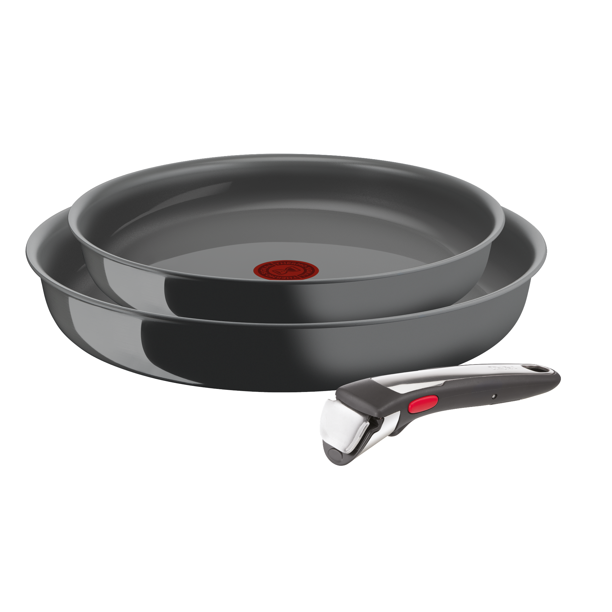 Tefal Ingenio Neo Family Set 3 - Lot De 3 Poêles (28cm + 26cm) Anti-Adhésif Durable - Pour Gaz, Céramique, Halogène - Noir - 3