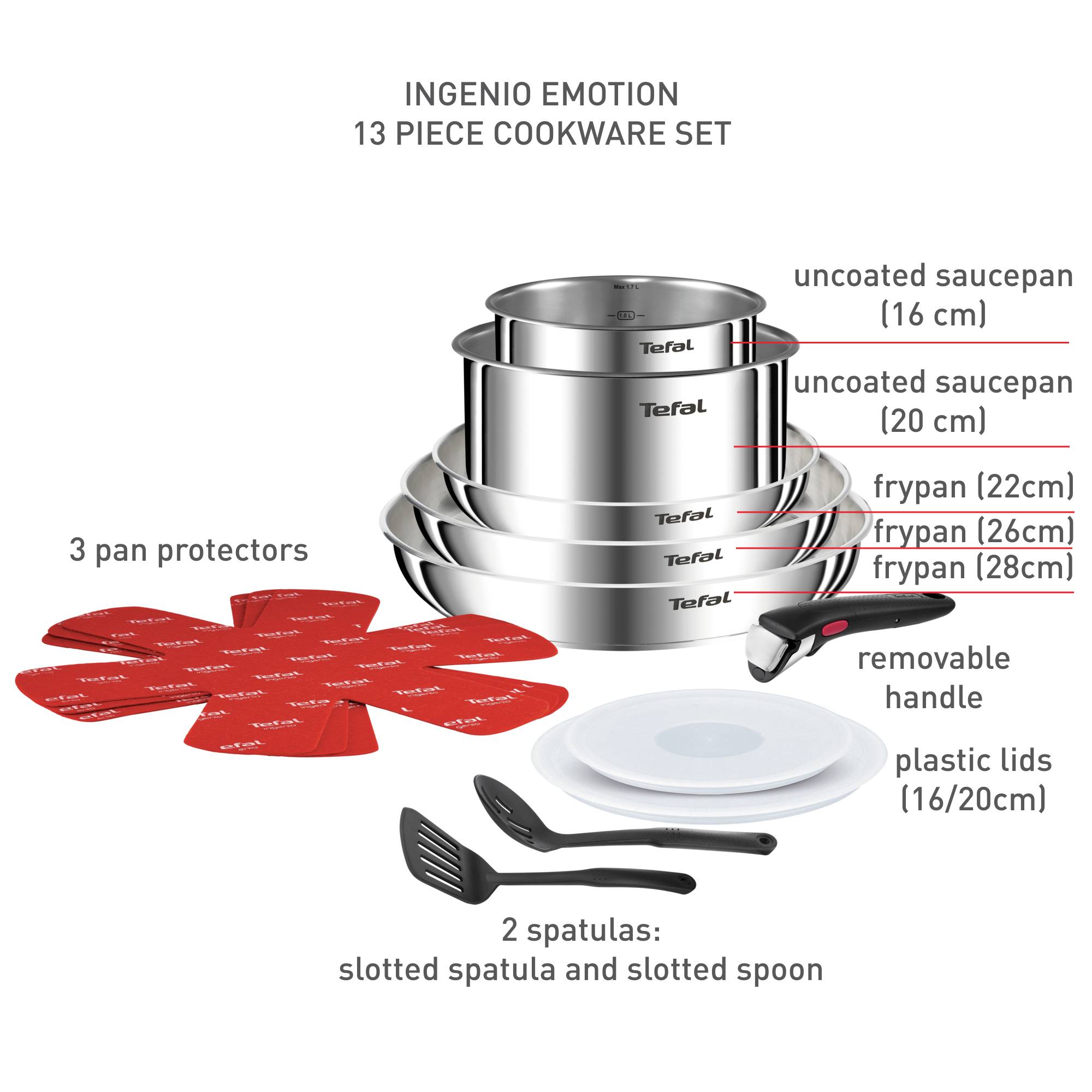 Ingenio Emotion, Inox, Batterie de cuisine 13 pièces, Induction