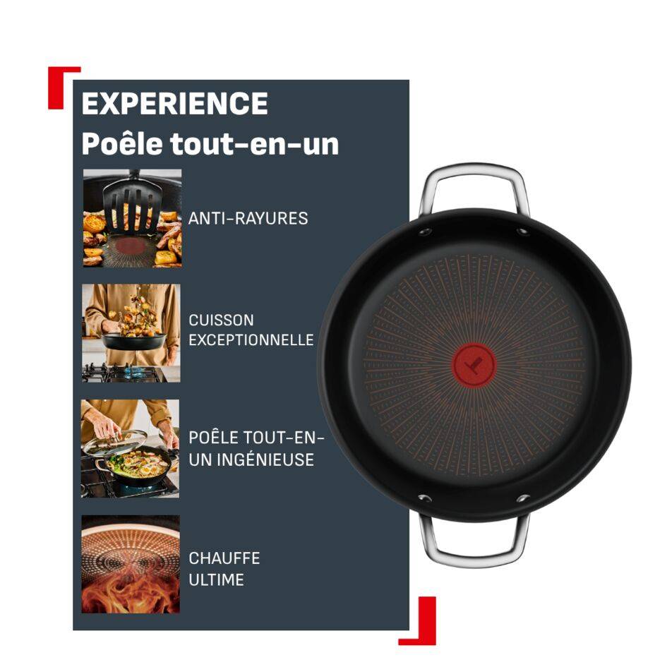 Experience, Poêle tout-en-un 24&nbsp;cm + couvercle, Revêtement antiadhésif FusionCore