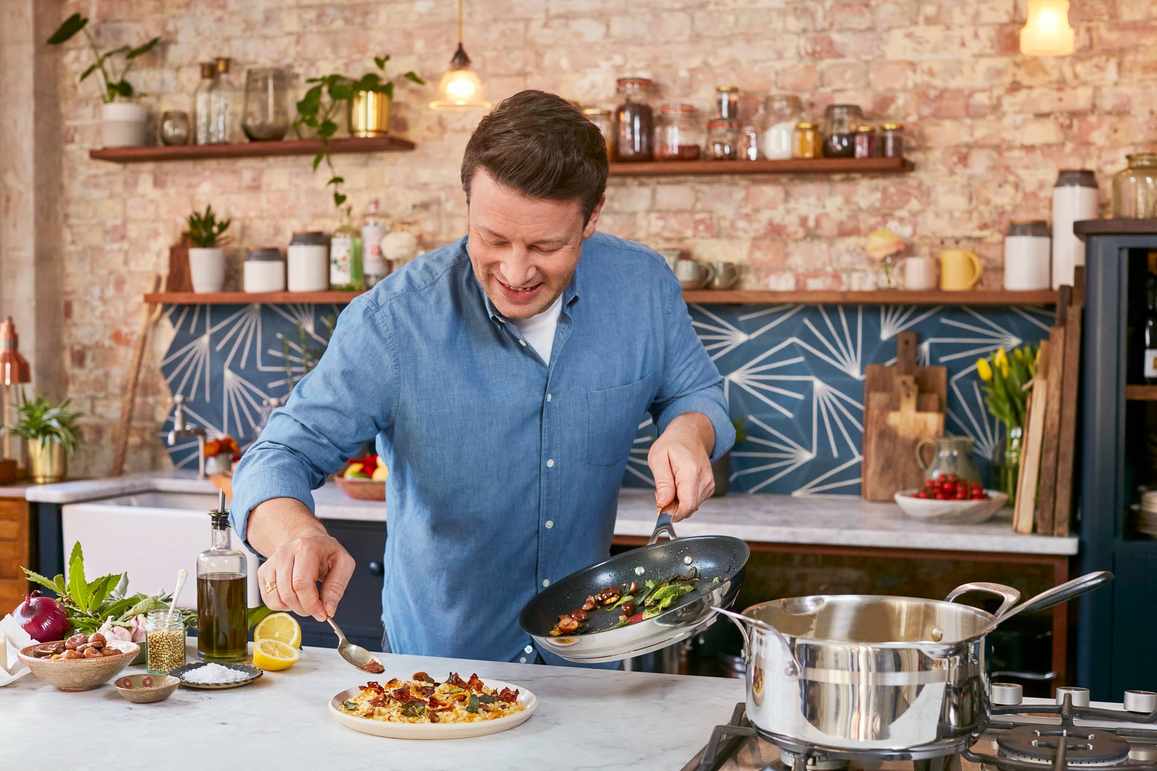 Cook' Smart Jamie Oliver, Lot de poêles, Inox antiadhésif, Induction, 24/28cm