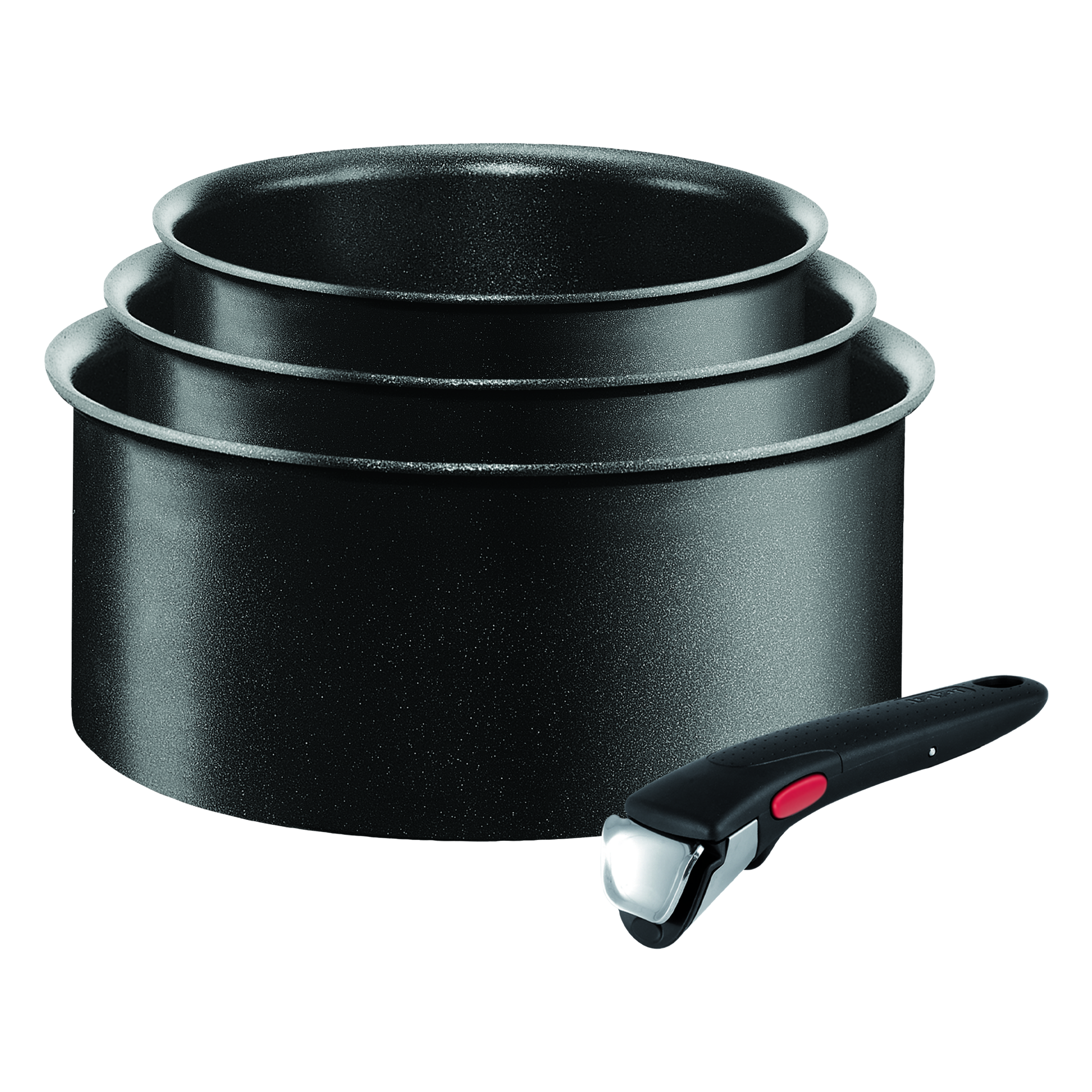 Ingenio expertise noir set 3 casseroles 16/18/20cm (1,5/2,1/3l) + 1 poignée amovible  induction