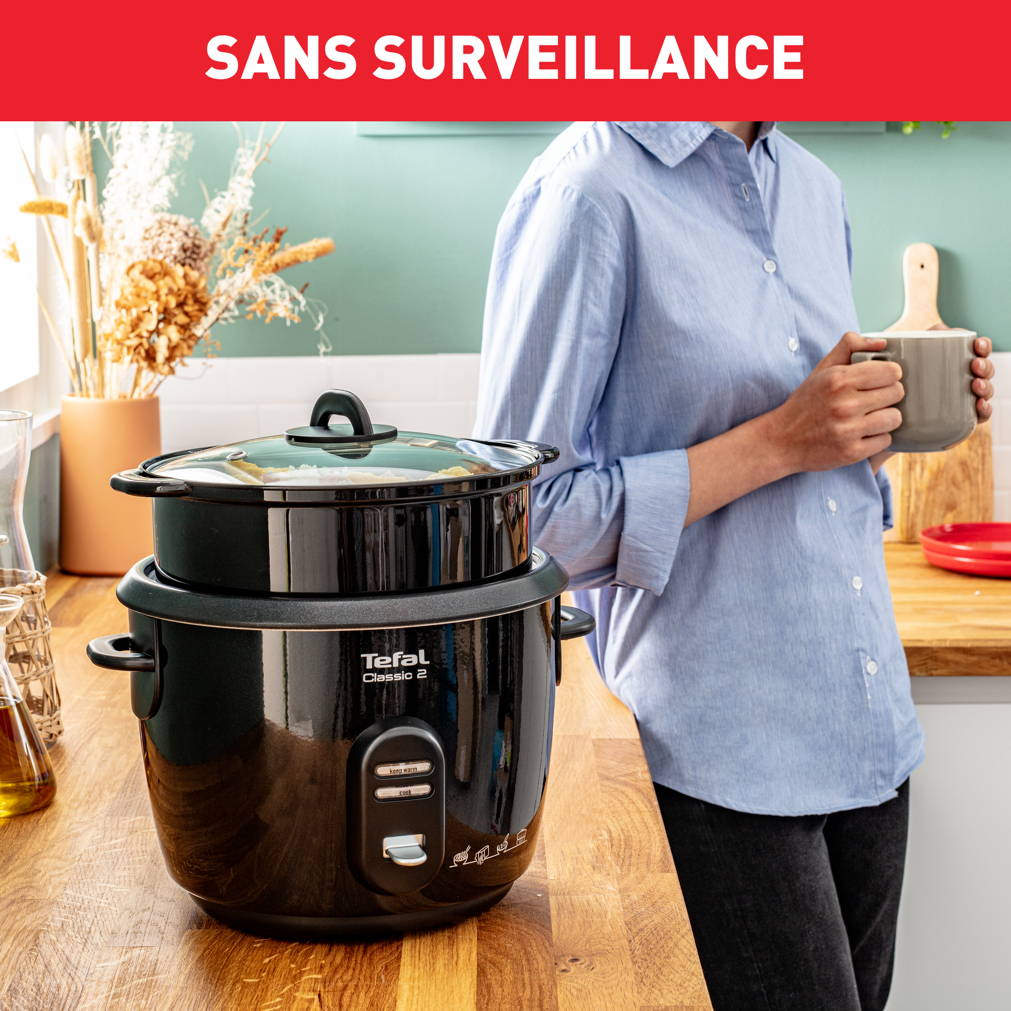 Cuiseur à riz Classic 2 noir avec panier vapeur