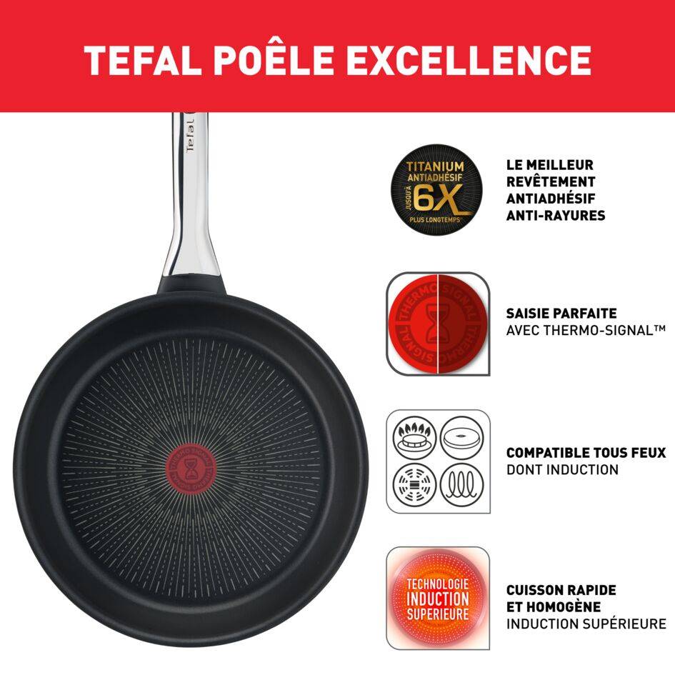 Excellence Poêle 20 cm, Antiadhésif anti-rayures, Induction