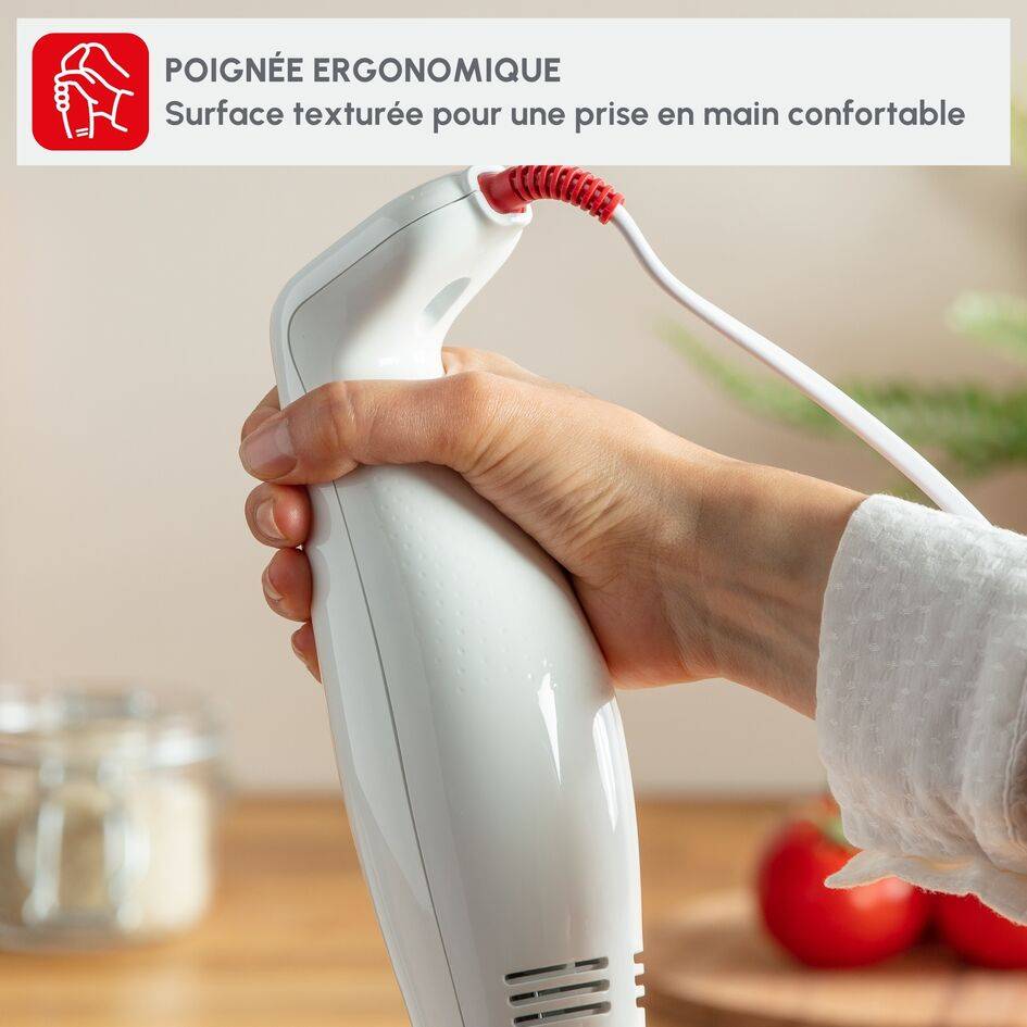 Turbomix, Pied mixeur,  2 lames ZELKROM, 350 W, blanc