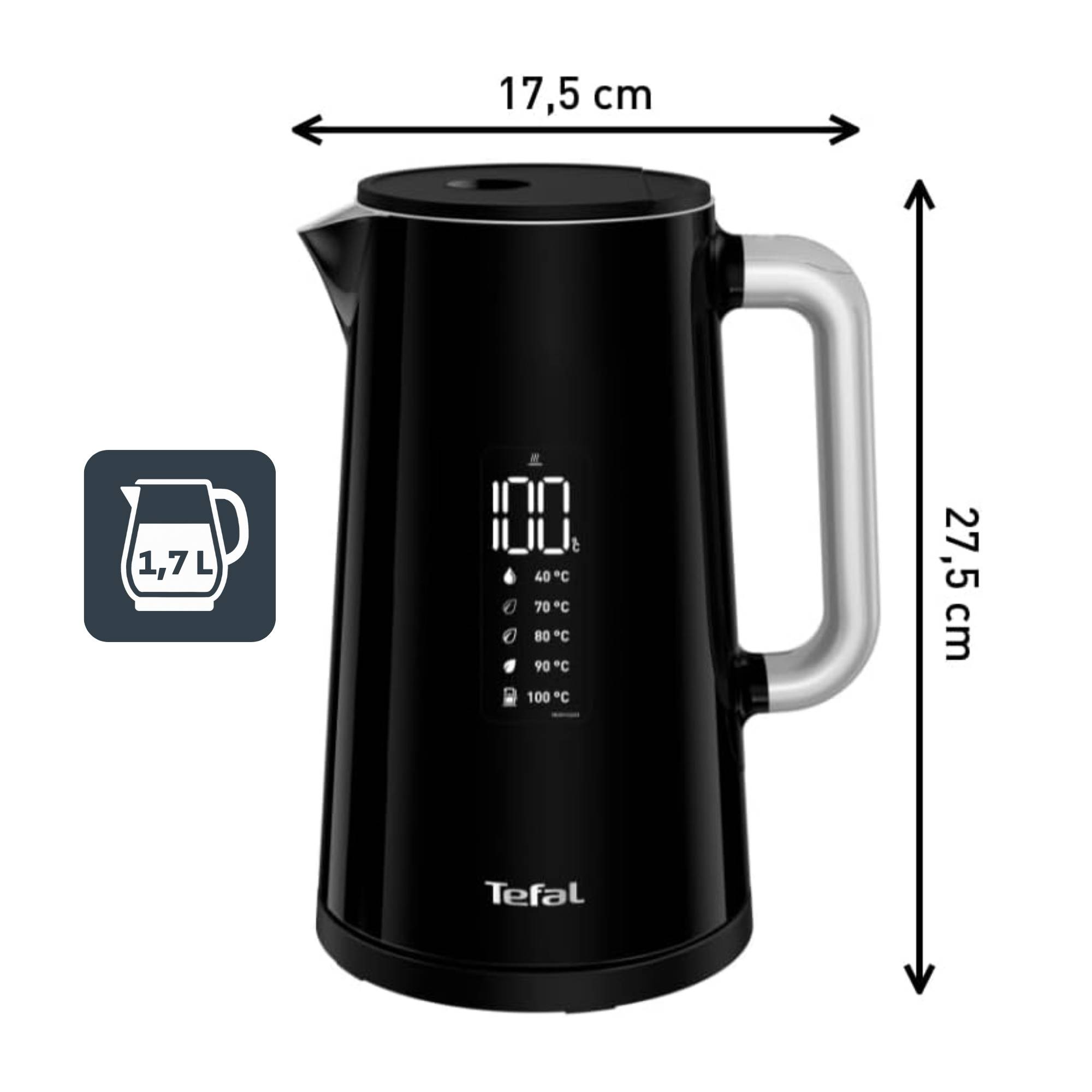 Smart'n Light, Bouilloire électrique, 1.7 L, 5 températures, Maintien au chaud