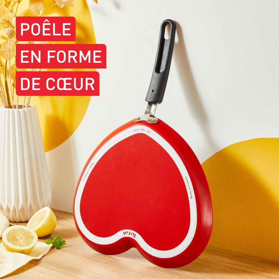 Poêle à crêpes Chandeleur 2025, Forme de cœur, Revêtement antiadhésif pour une glisse exceptionnelle