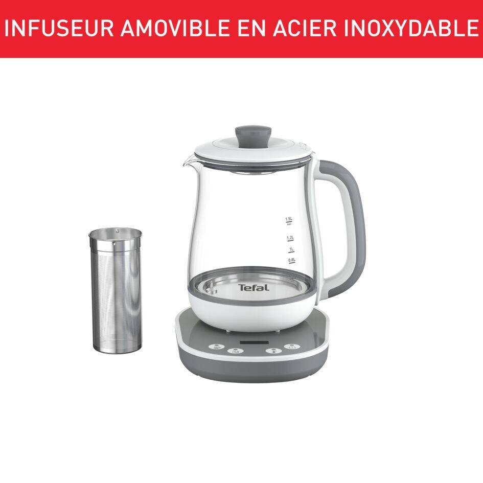 Tastea, Théière électrique en verre, 1.5 L, 8 réglages, Contrôle de la température