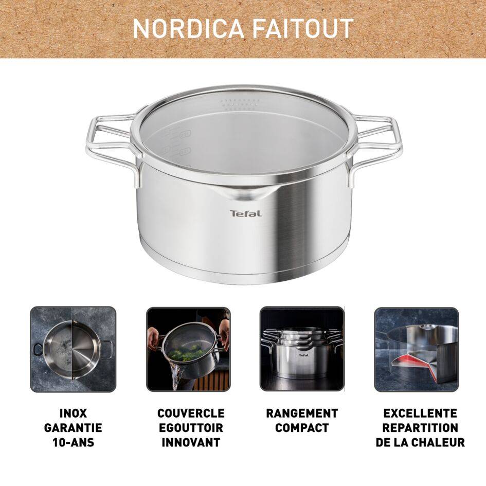 Nordica,Acier inoxydable,Faitout 24 cm,Induction