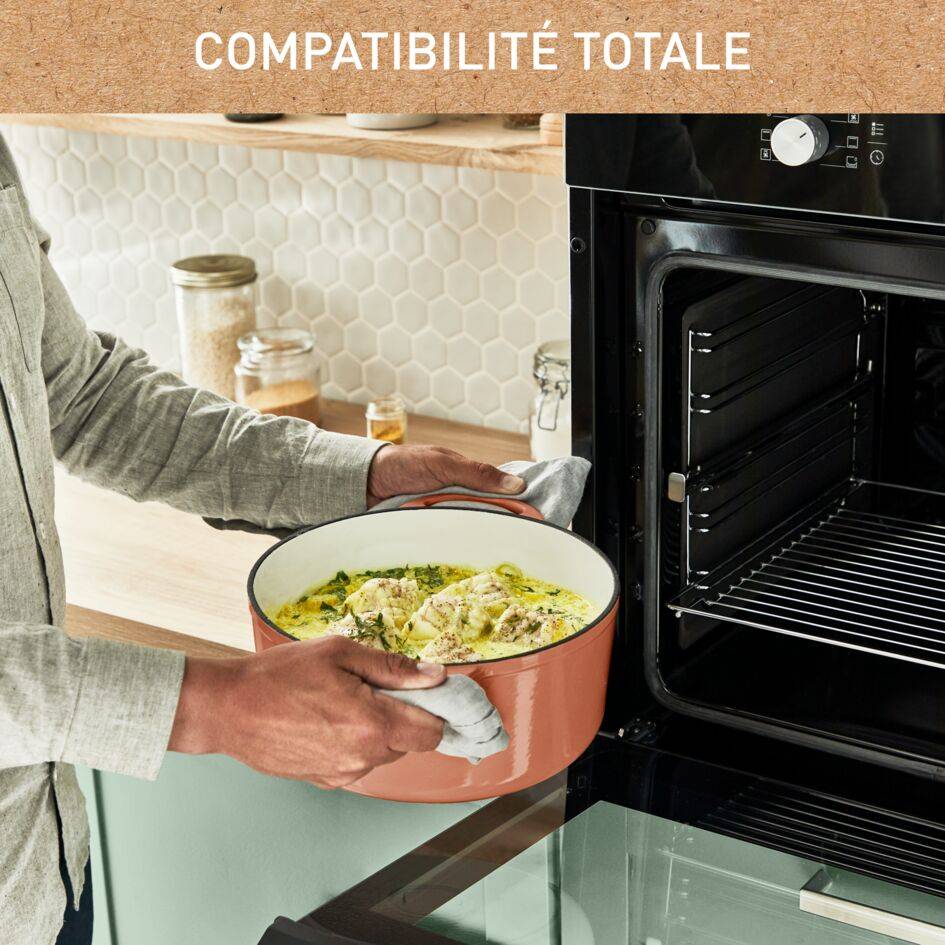 LOV, Cocotte en fonte ronde 25 cm, Induction, Four, Éco-conçue, Terracotta