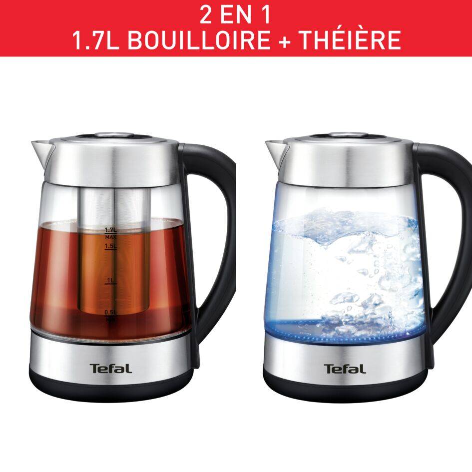 Bouilloire & machine à thé 2-en-1, verre, 5 températures