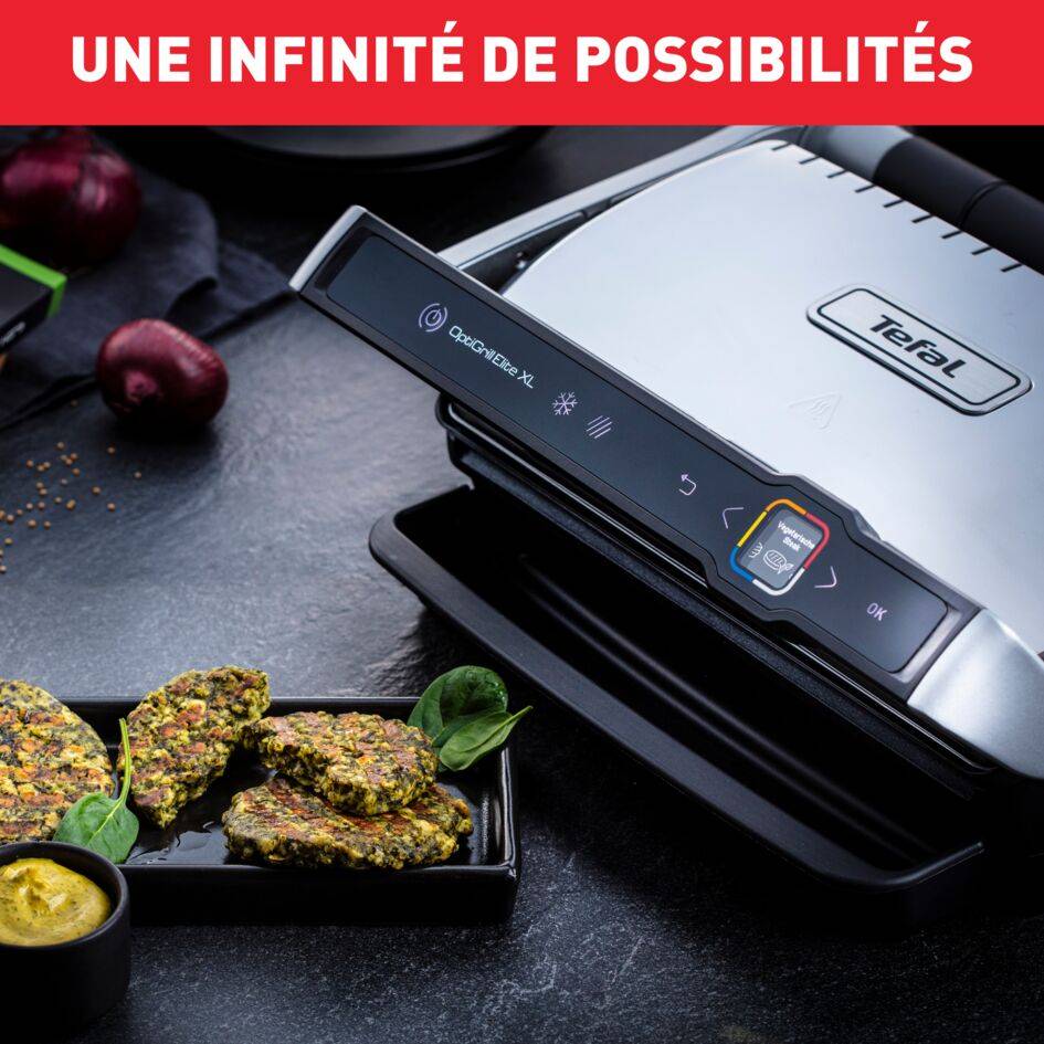 Optigrill Elite XL, grill intelligent, 16 programmes, mode manuel, fonction marquage, XL 8 personnes - RECONDITIONNÉ