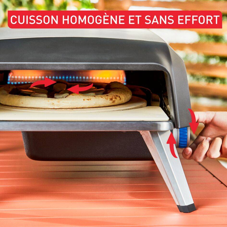 Pizza Pronto Gaz, Pierre rotative 360° pour cuisson uniforme, Four à pizza extérieur