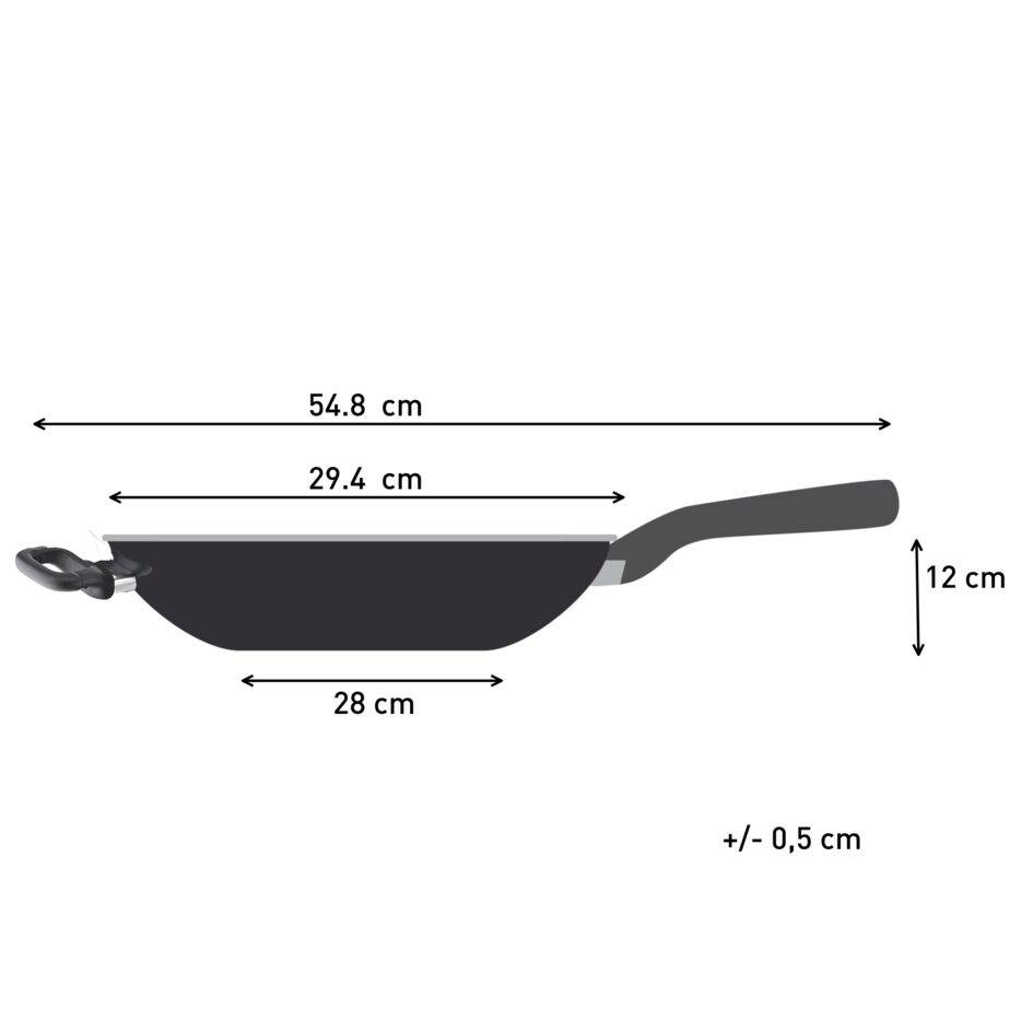 Nordica, Poêle wok en acier inoxydable 28&nbsp;cm, Revêtement antiadhésif en céramique
