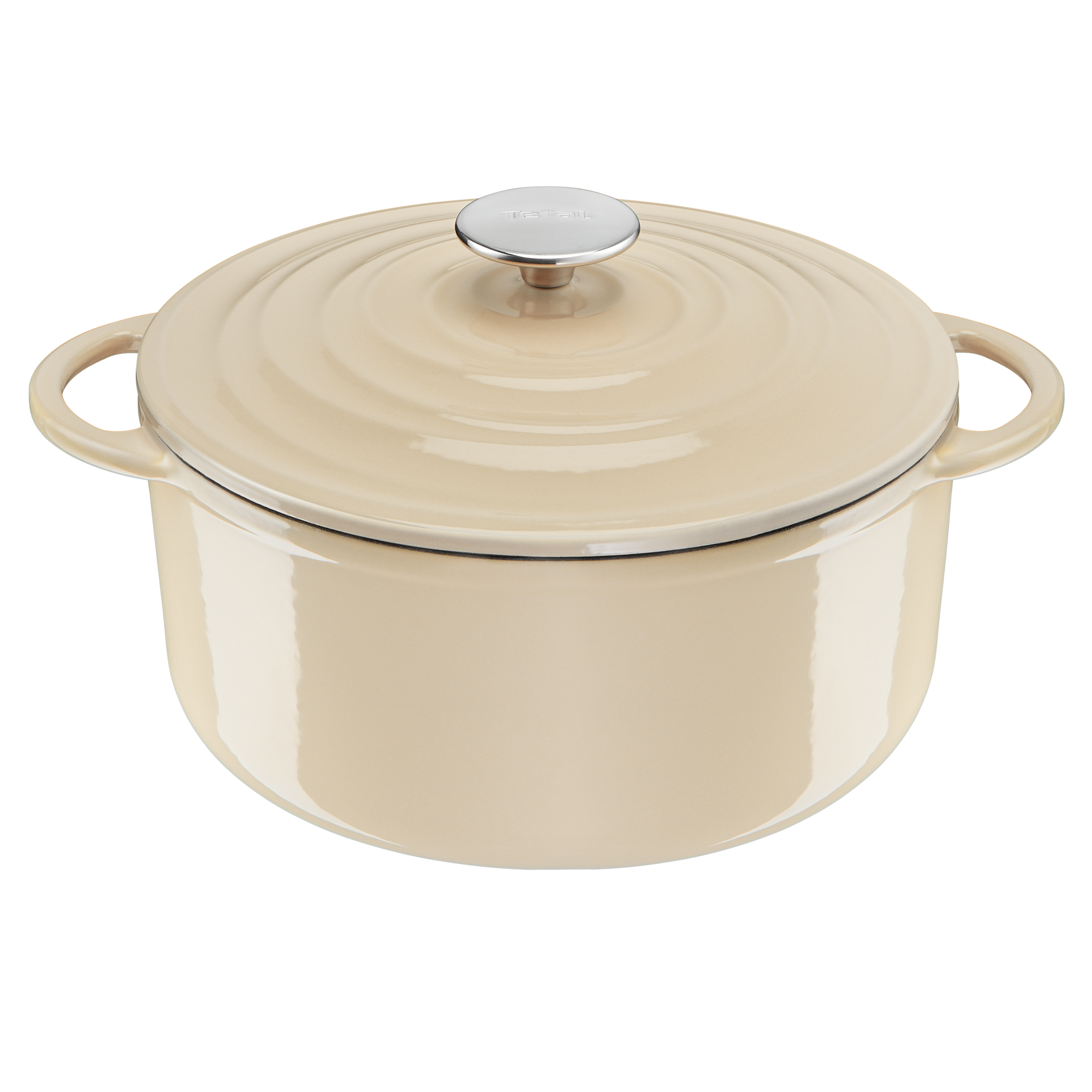 LOV, Cocotte en fonte ronde 25 cm, Induction, Four, Éco-conçue, Beige