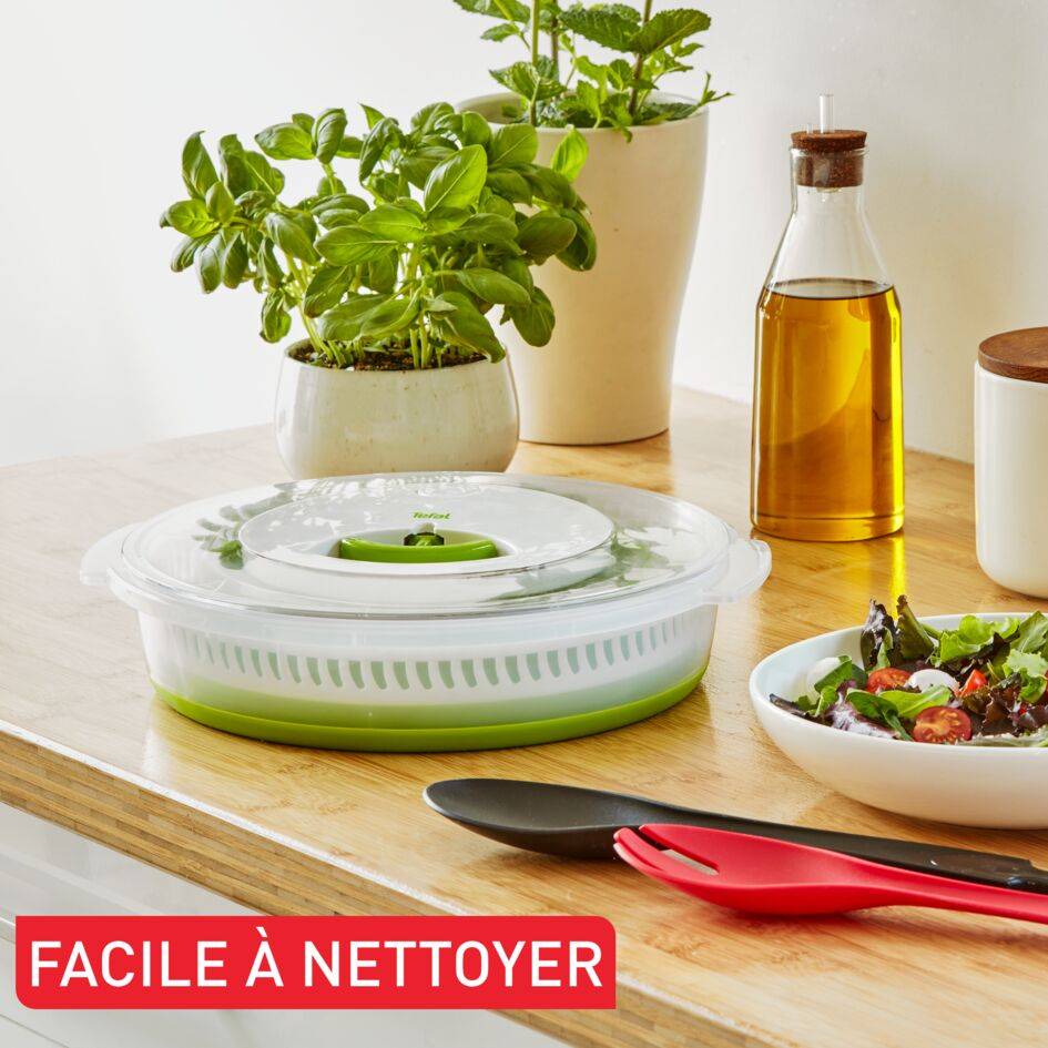 Tefal, Essoreuse à salade pliable, 4&nbsp;L, Compacte, Base antidérapante, Compatible lave-vaisselle