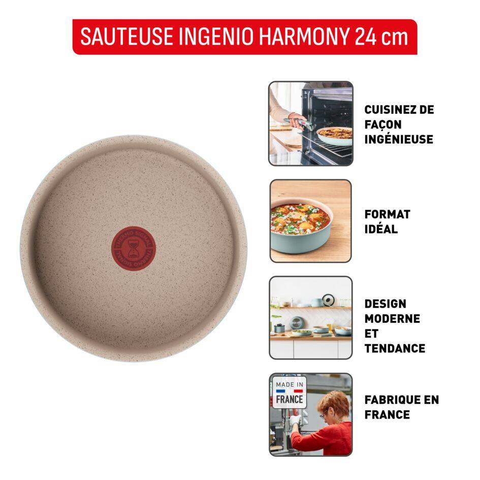 Ingenio Harmony, Sauteuse 24&nbsp;cm, Poignée amovible