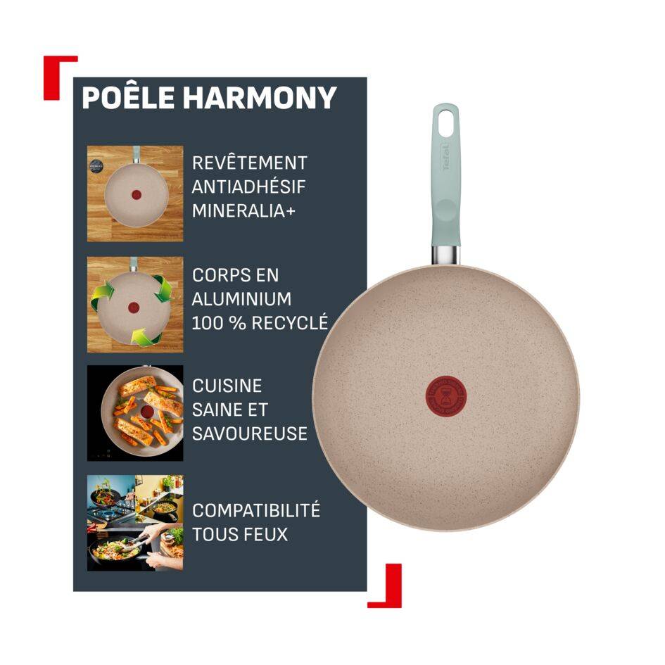Harmony, Poêle 28&nbsp;cm, Eucalyptus, Revêtement antiadhésif Mineralia+